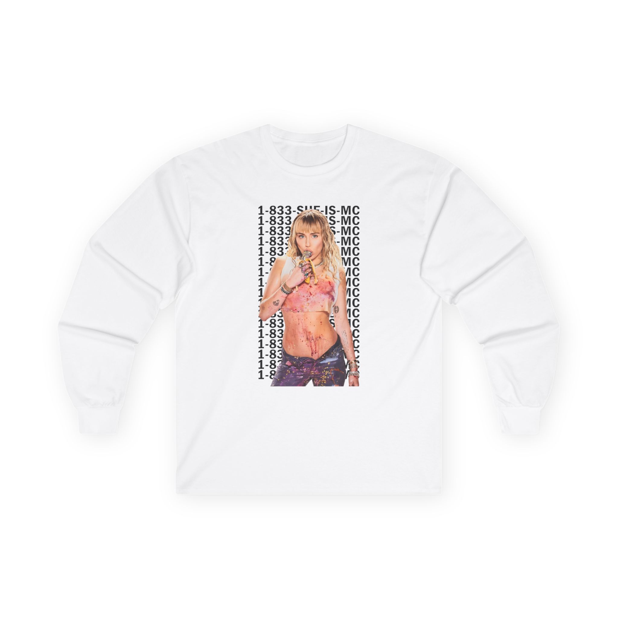 Lil Nasx Miley Cyrus 1-833-she-is-mc Unisex Ultra Cotton Long Sleeve Tee