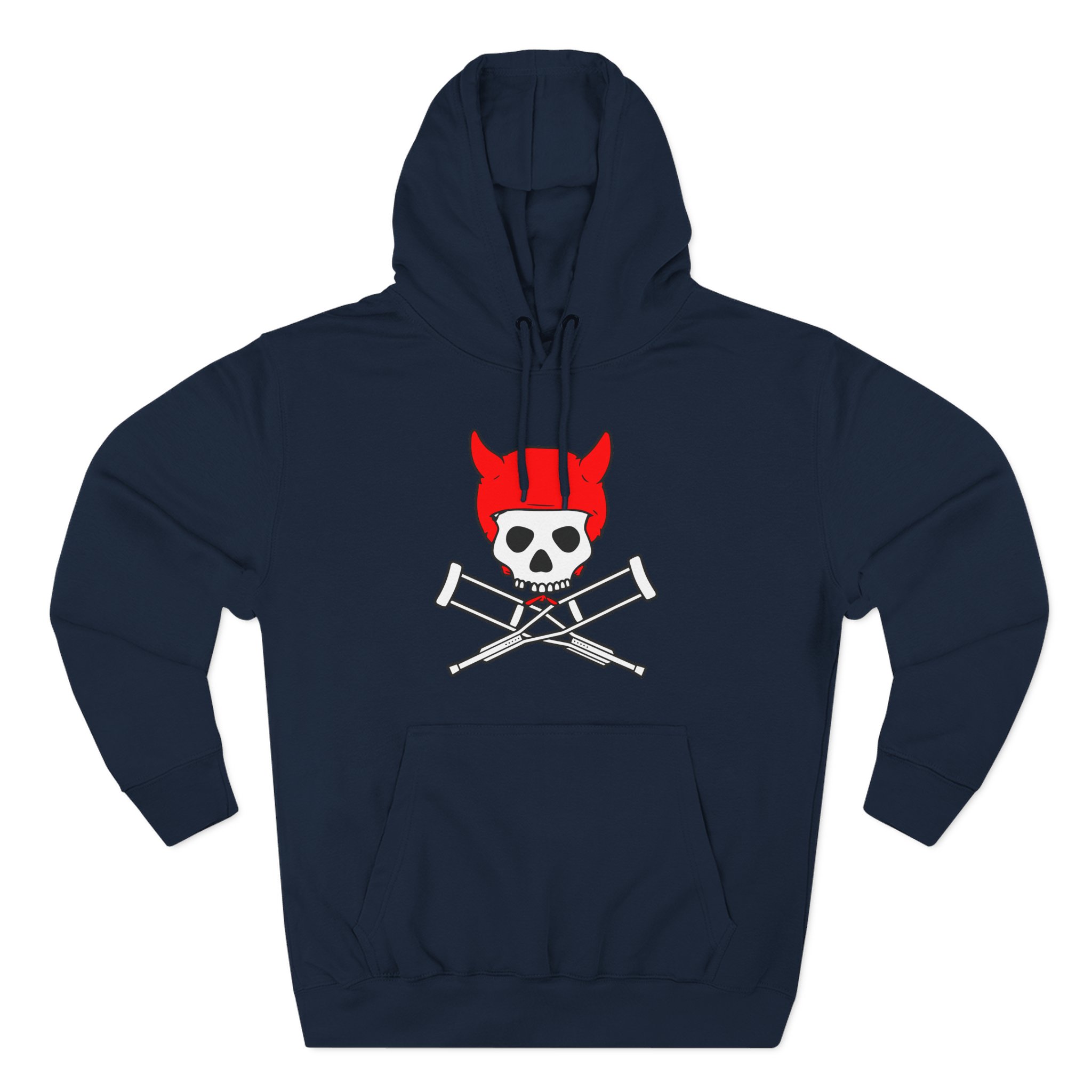 Jackass Devil Horns Skull & Crossbones Three-Panel Fleece Hoodie