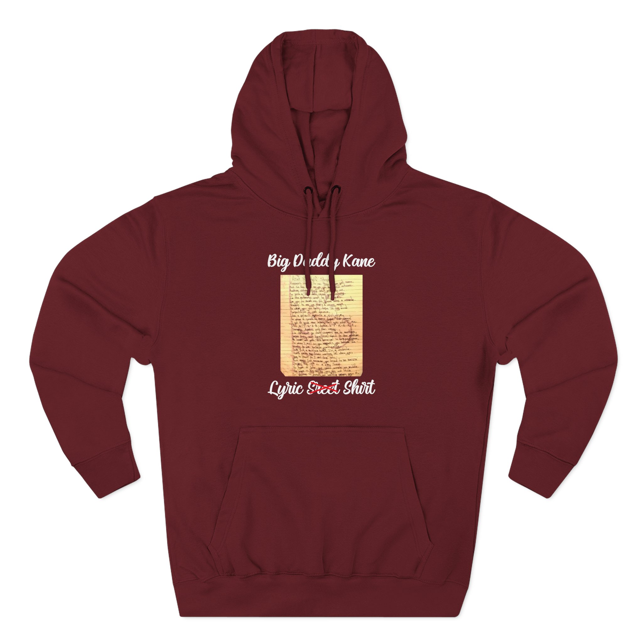 Big Daddy Kane Ain't No Half Steppin Lyric sheet Three-Panel Fleece Hoodie