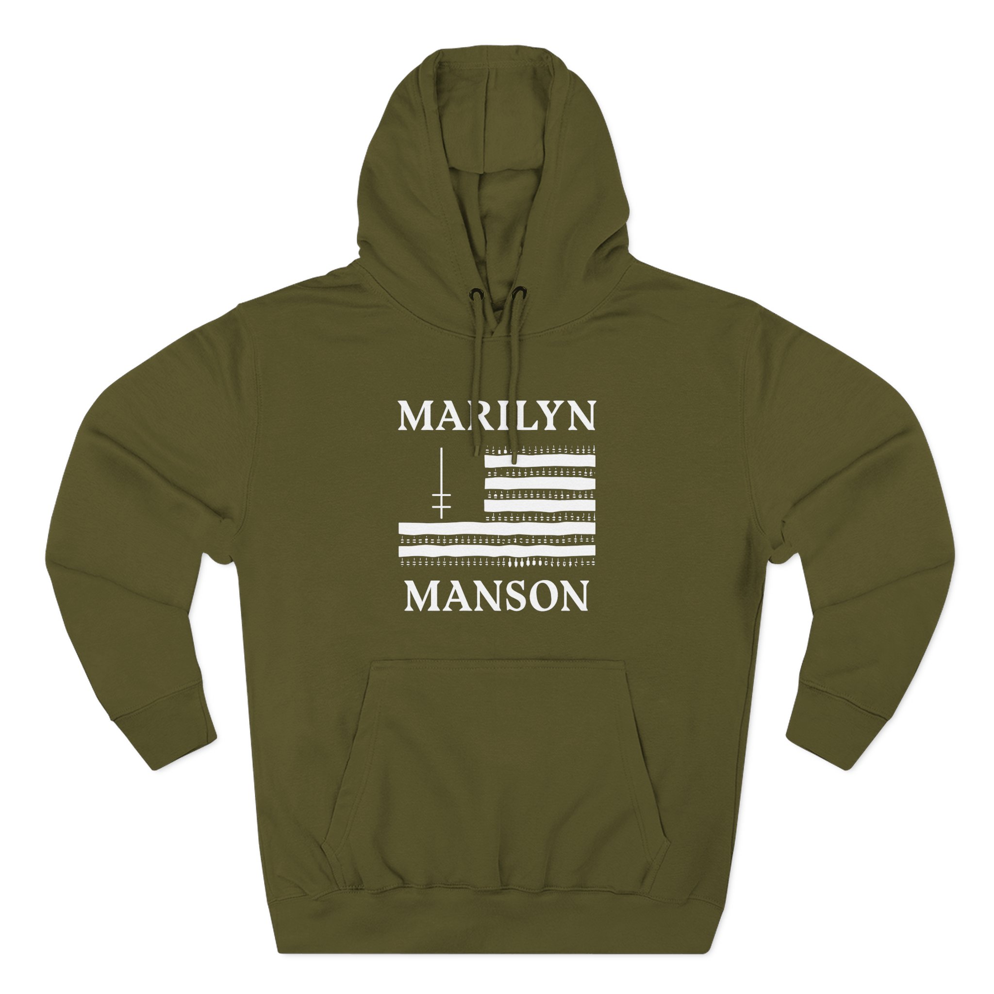 Marilyn Manson Flag and Logo Three-Panel Fleece Hoodie