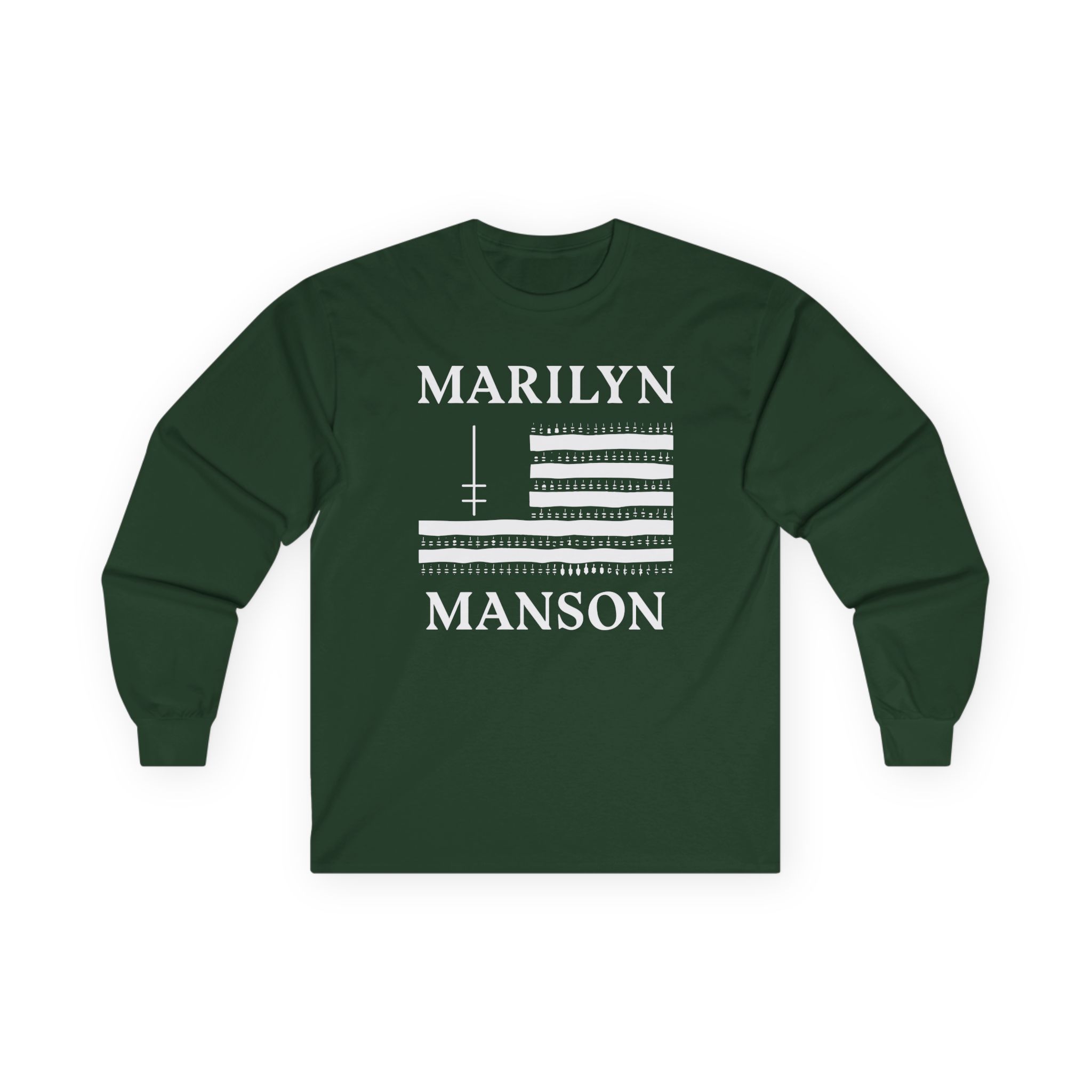 Marilyn Manson Flag and Logo Unisex Ultra Cotton Long Sleeve Tee