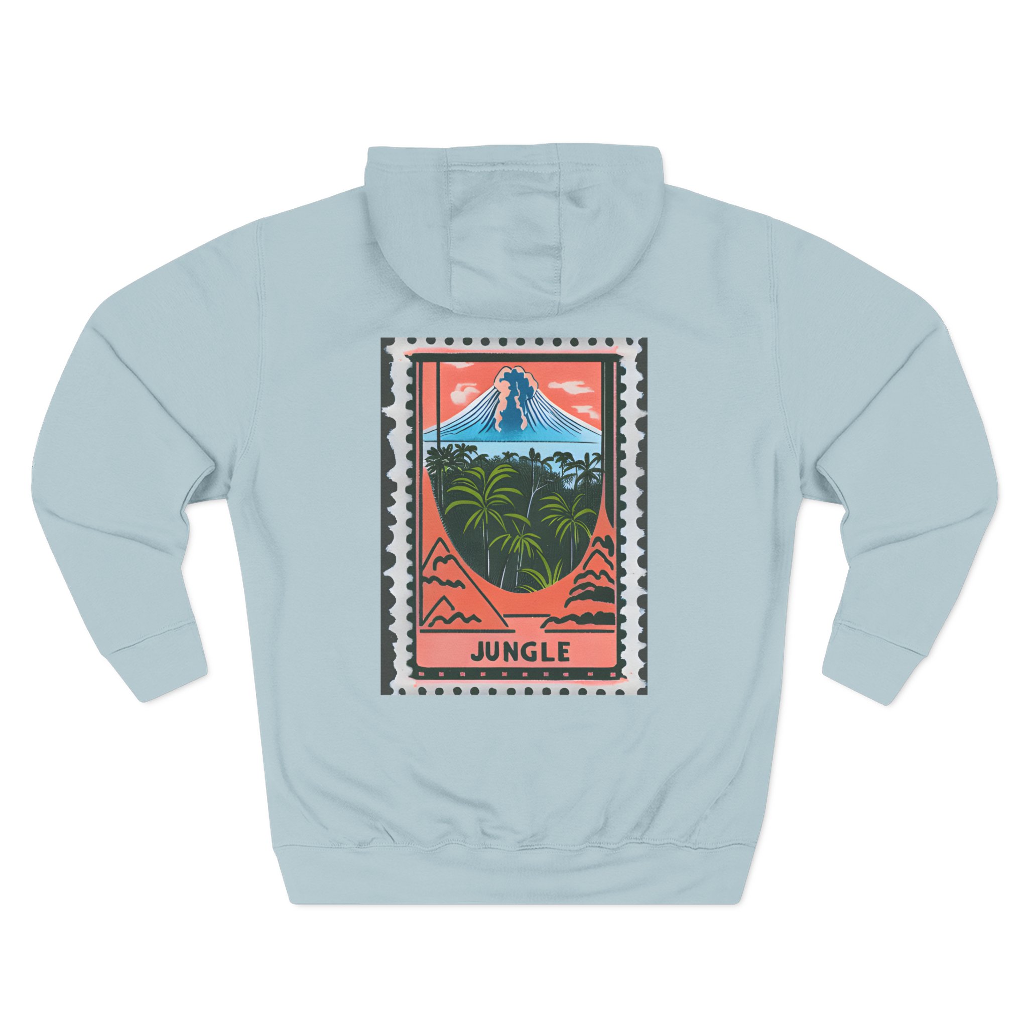 Jungle / Volcano Paradise Stamp Three-Panel Fleece Hoodie