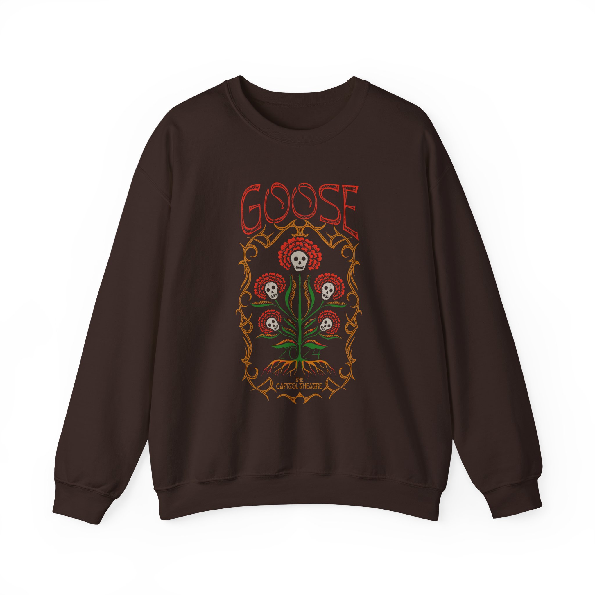 Goose Skull Flowers Unisex Heavy Blendâ„¢ Crewneck Sweatshirt