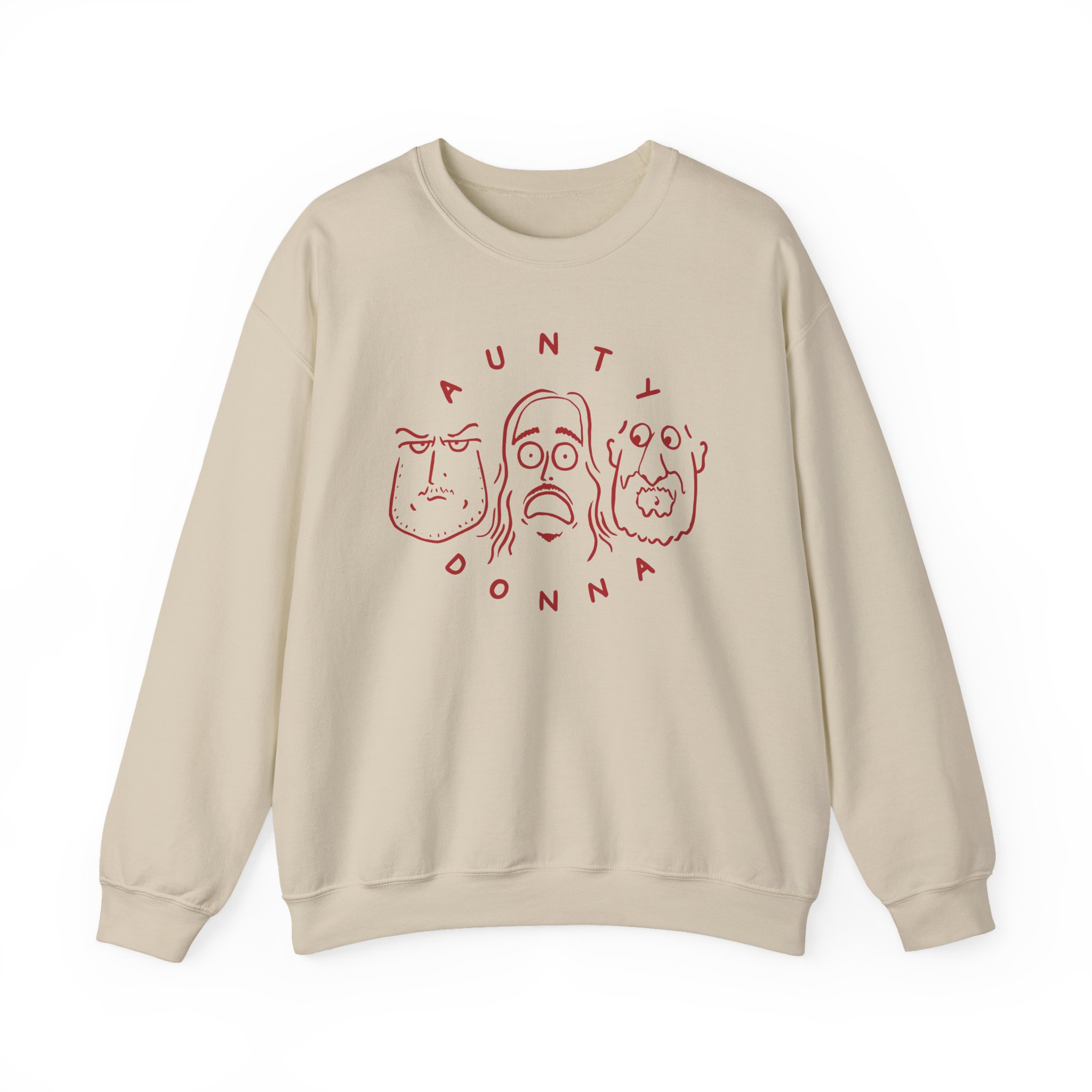 Aunty Donna White Faces Unisex Heavy Blendâ„¢ Crewneck Sweatshirt