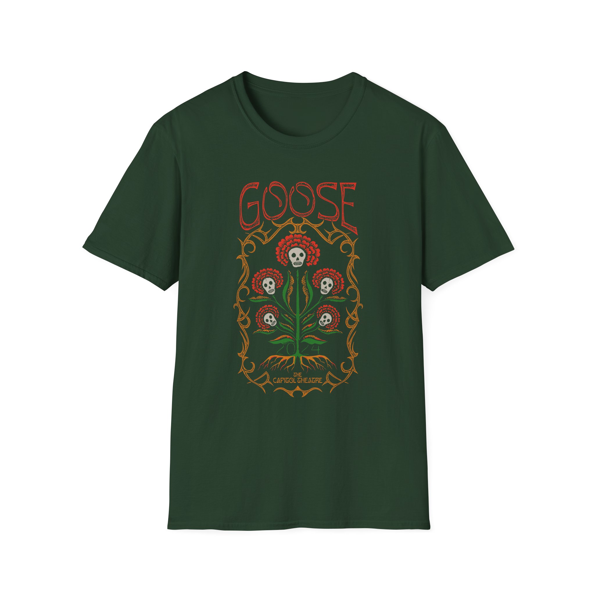Goose Skull Flowers Unisex Softstyle T-Shirt