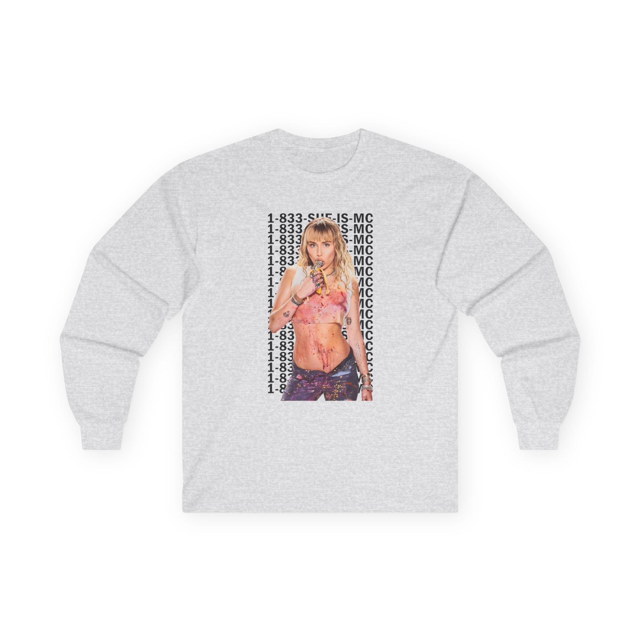 Lil Nasx Miley Cyrus 1-833-she-is-mc Unisex Ultra Cotton Long Sleeve Tee