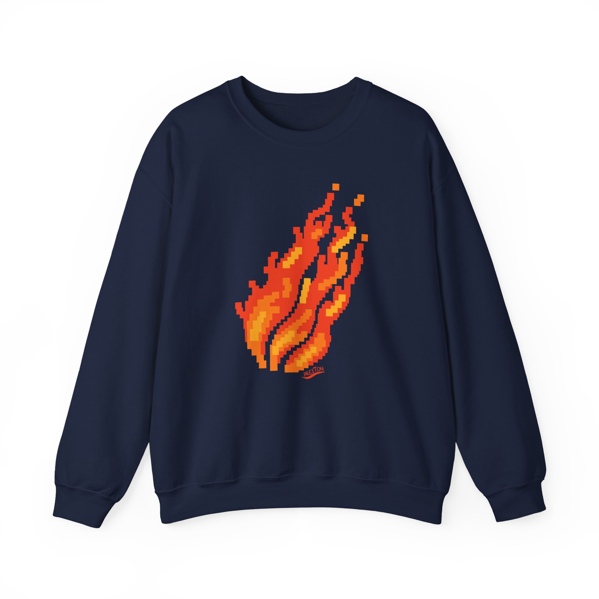 Preston Pixel Flame Unisex Heavy Blendâ„¢ Crewneck Sweatshirt