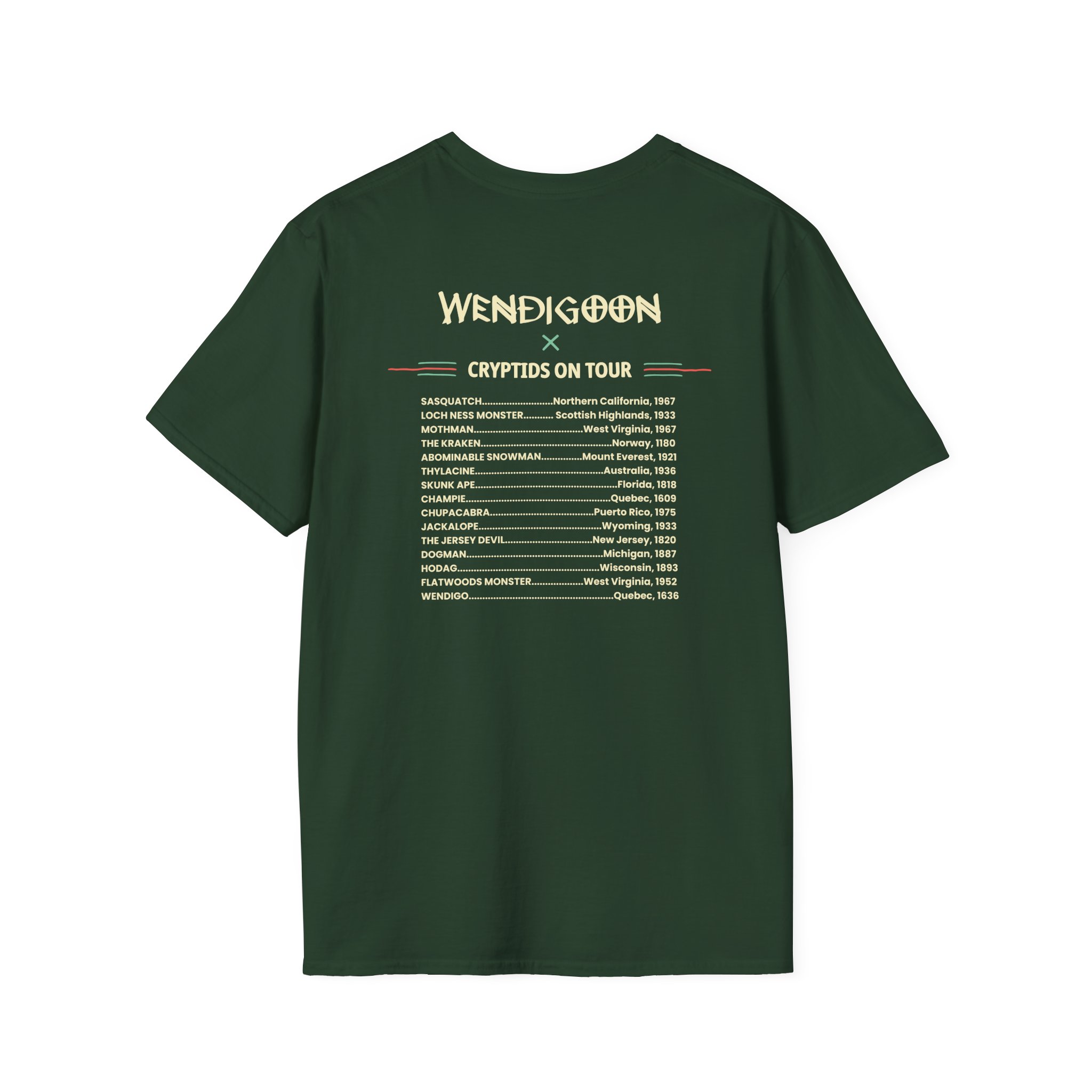 Wendigoon Cryptids on Tour Unisex Softstyle T-Shirt