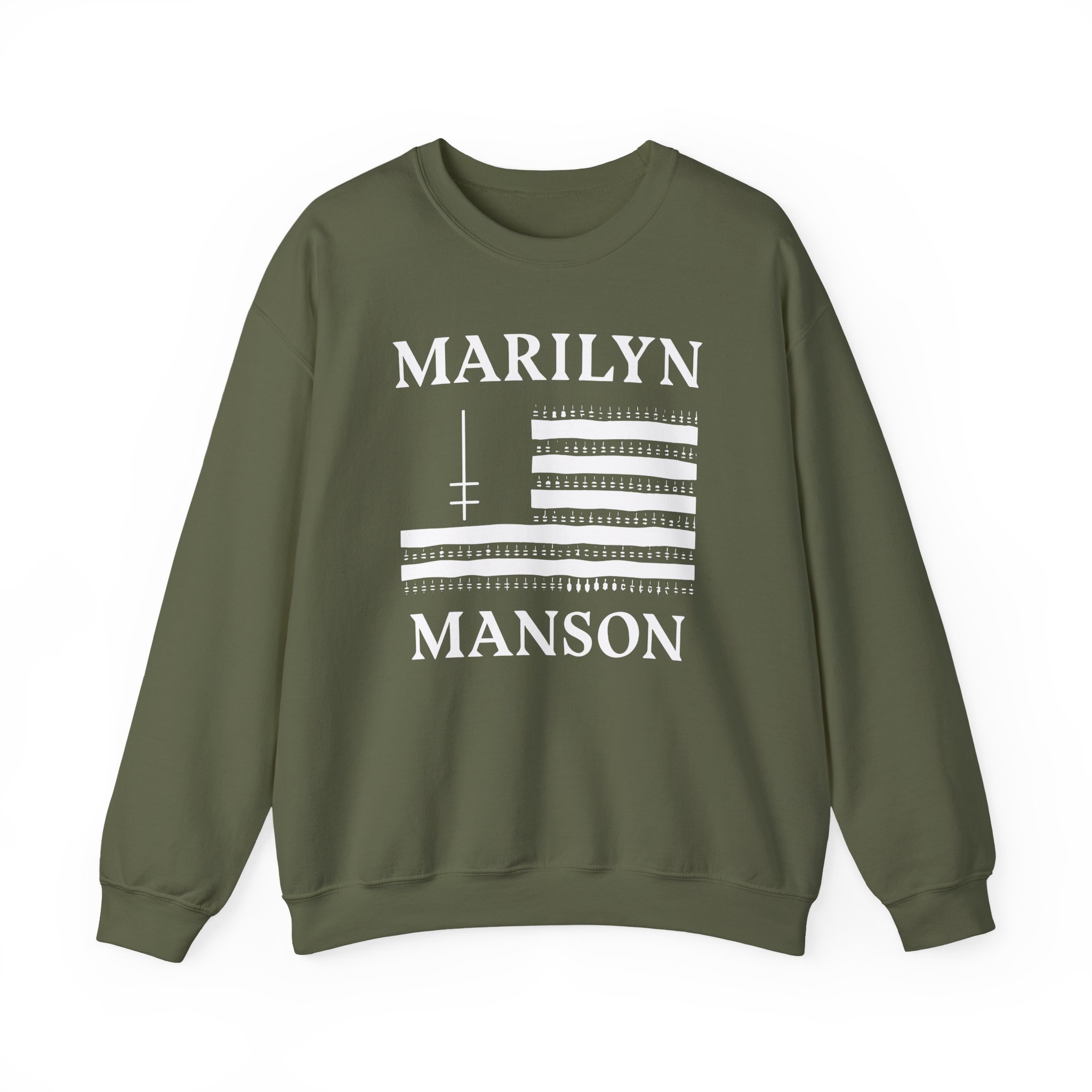 Marilyn Manson Flag and Logo Unisex Heavy Blendâ„¢ Crewneck Sweatshirt