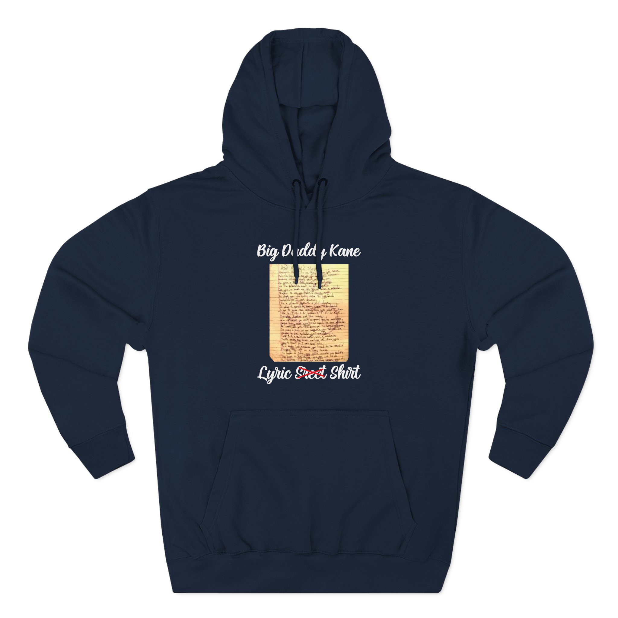 Big Daddy Kane Ain't No Half Steppin Lyric sheet Three-Panel Fleece Hoodie