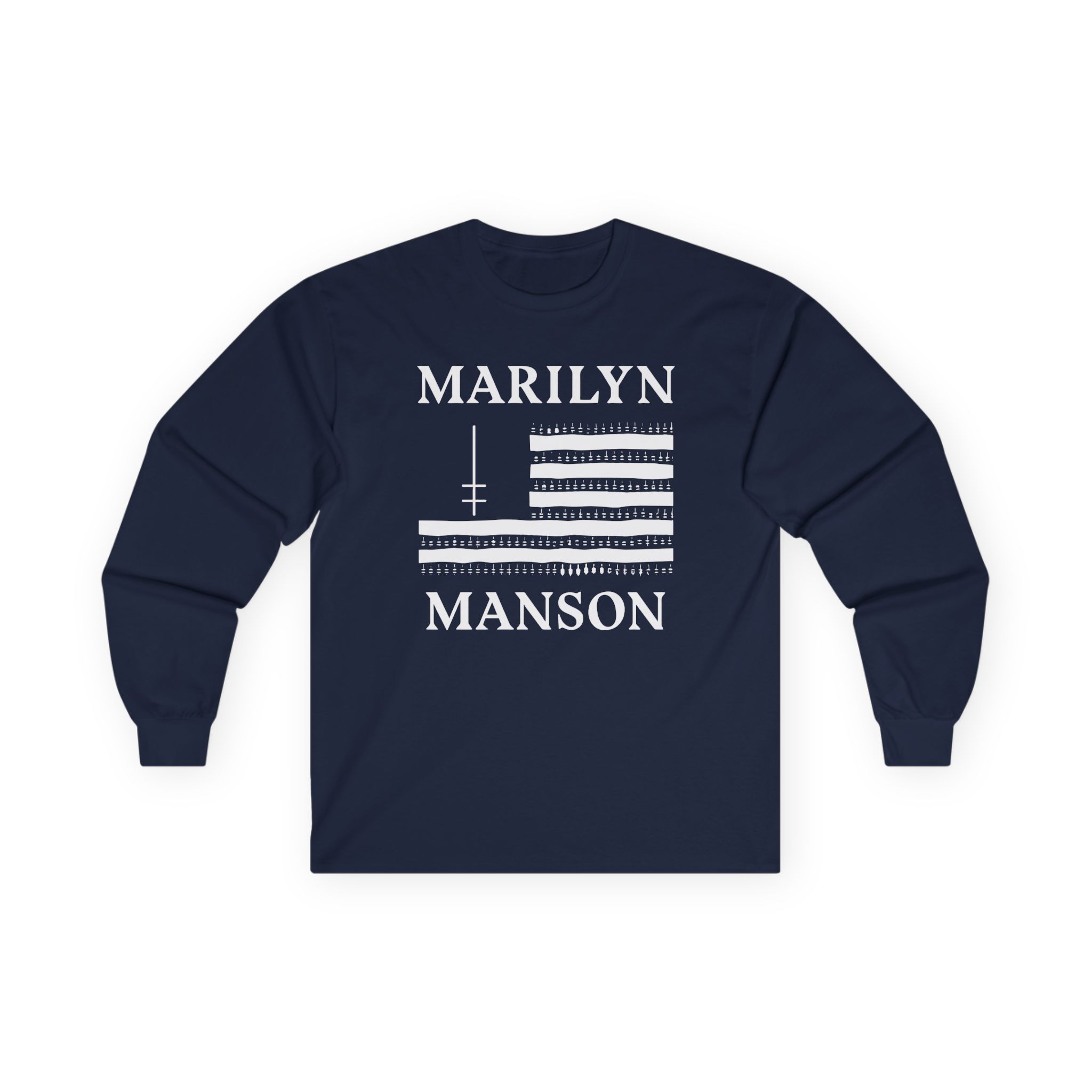 Marilyn Manson Flag and Logo Unisex Ultra Cotton Long Sleeve Tee