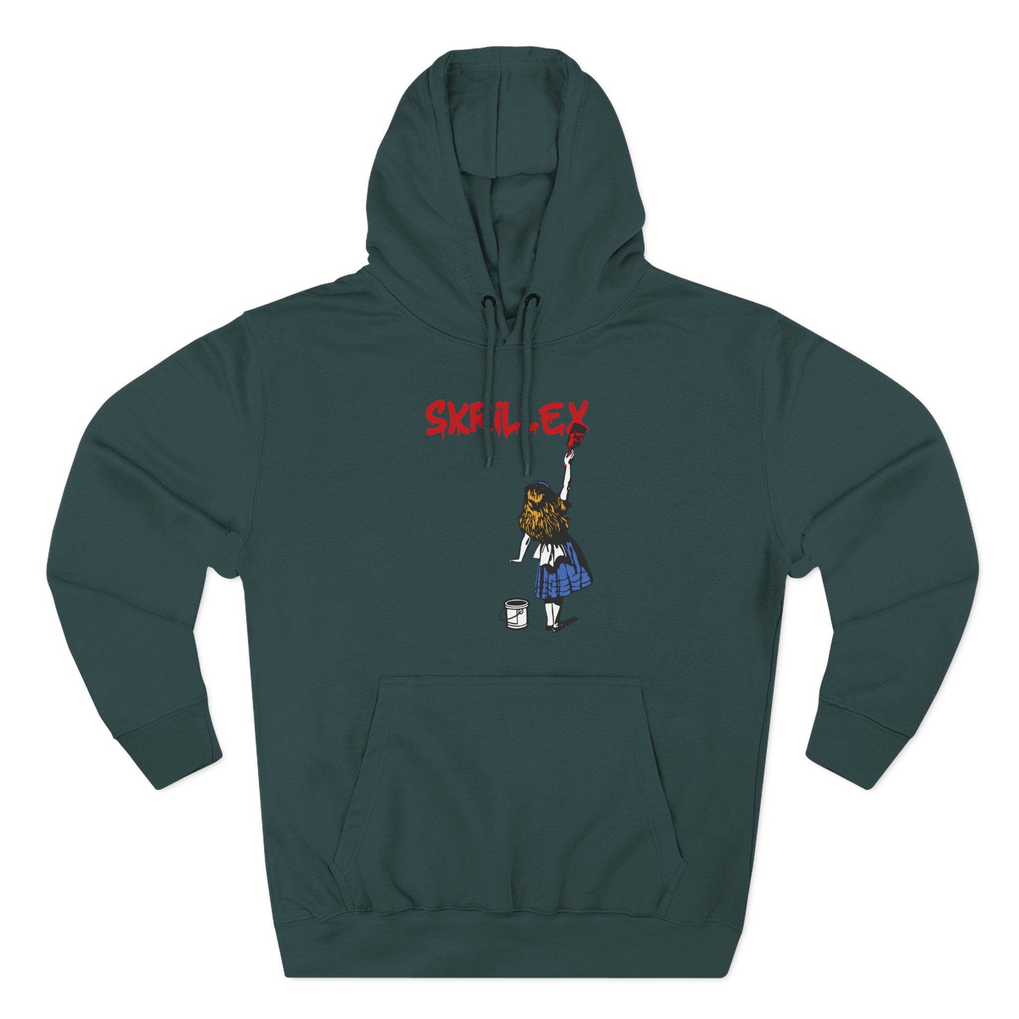 skrillex red girl Three-Panel Fleece Hoodie