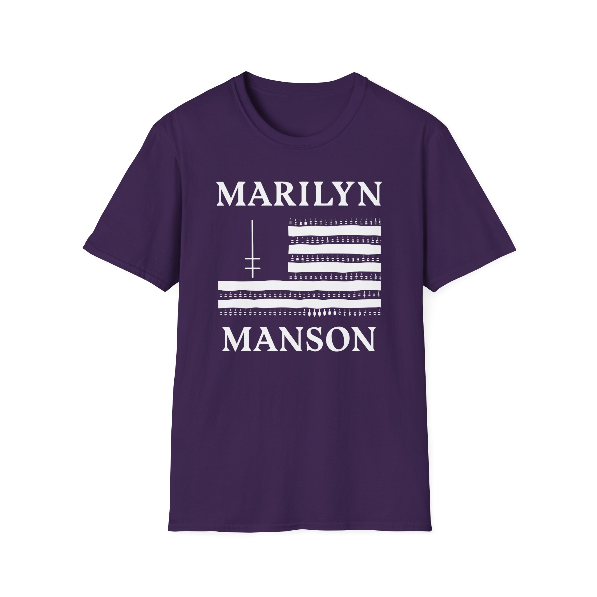 Marilyn Manson Flag and Logo Unisex Softstyle T-Shirt