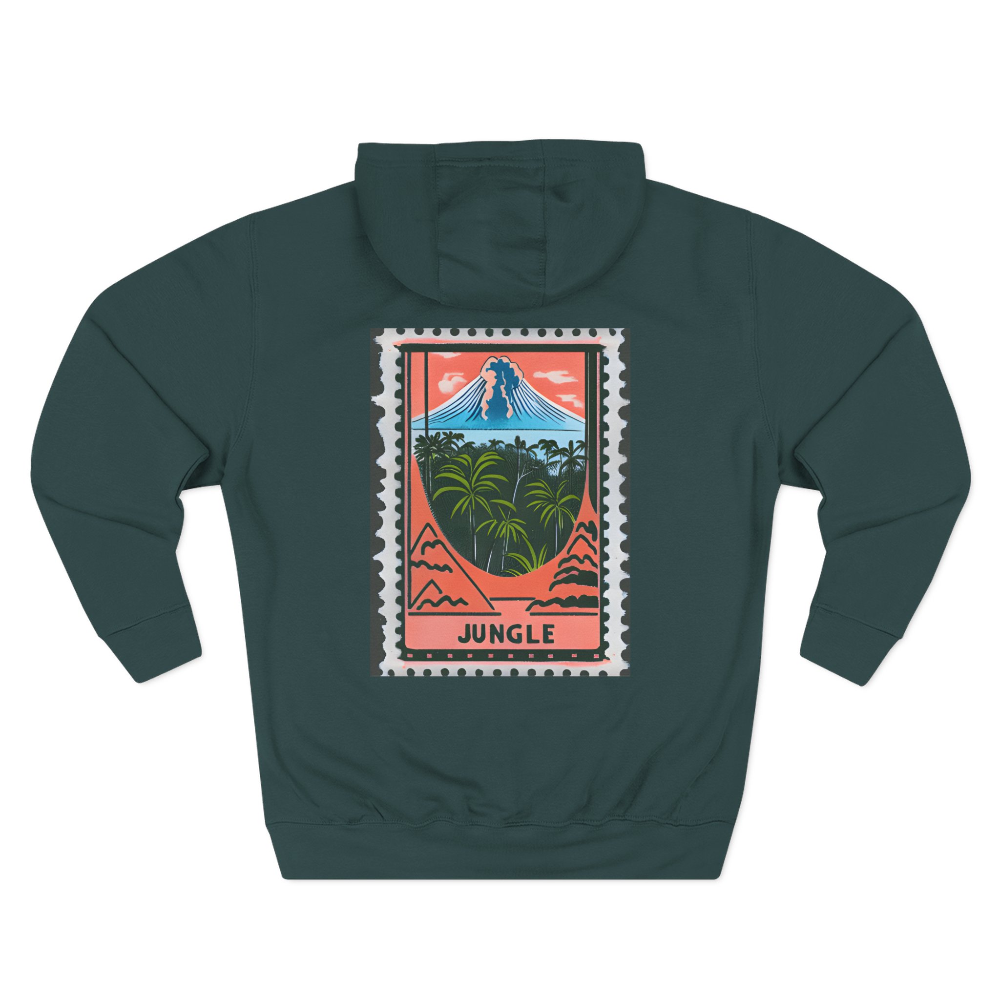 Jungle / Volcano Paradise Stamp Three-Panel Fleece Hoodie