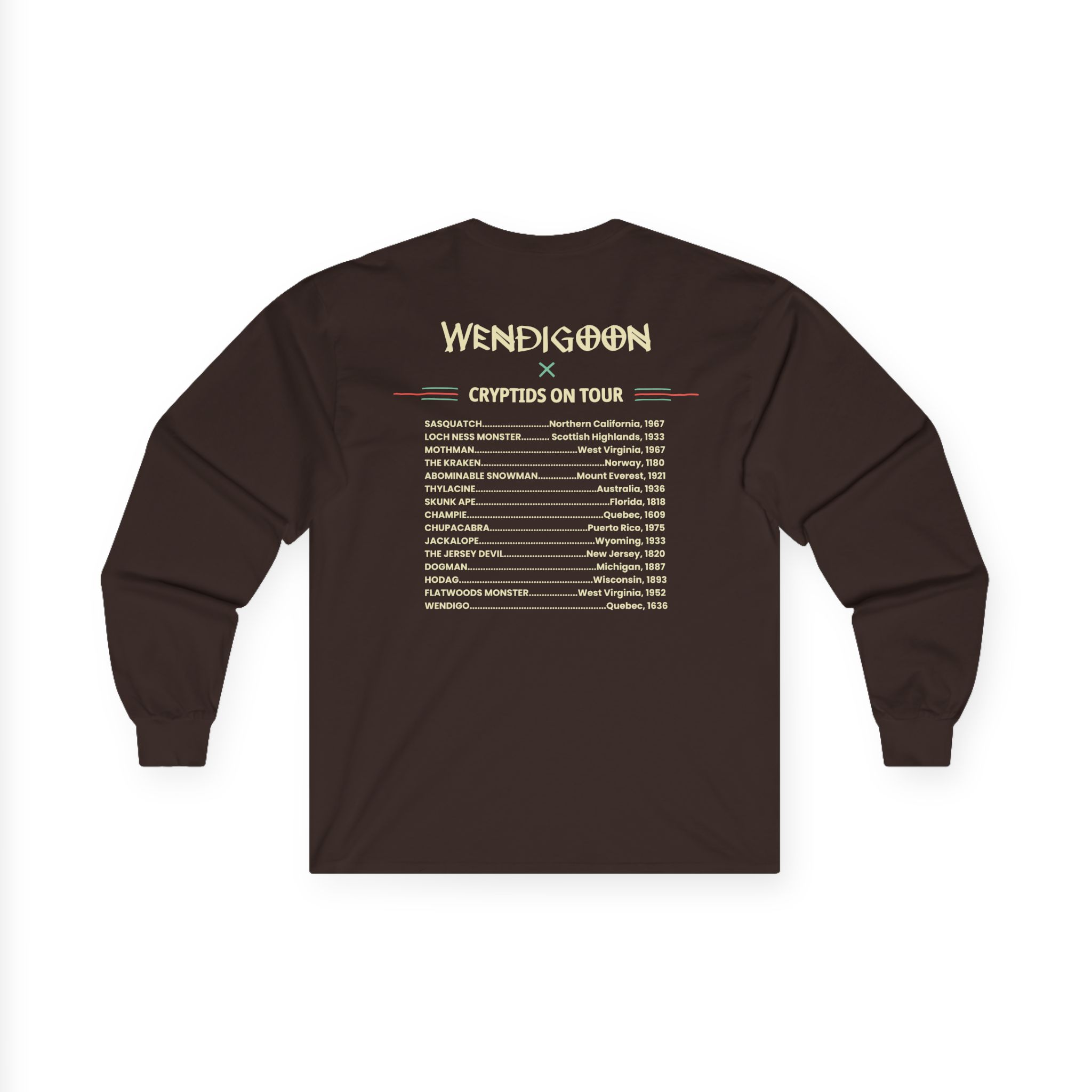 Wendigoon Cryptids on Tour Unisex Ultra Cotton Long Sleeve Tee