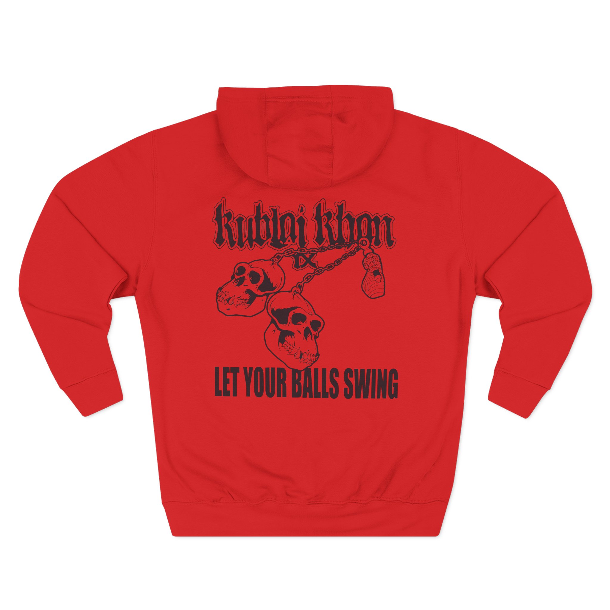 Kublai Khan - Let the Balls Swing Natural Three-Panel Fleece Hoodie