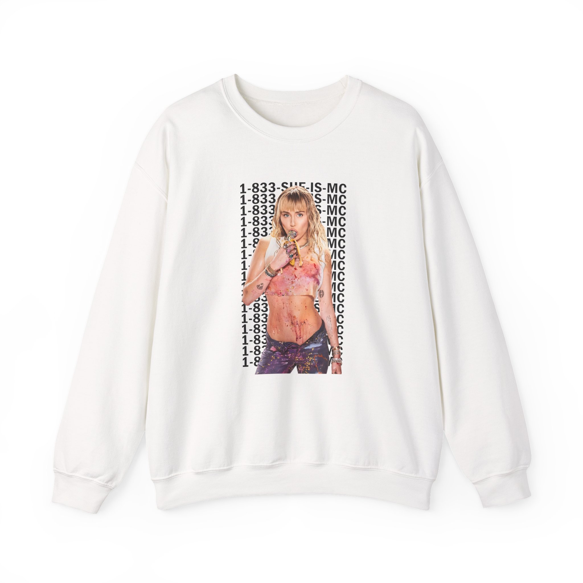 Lil Nasx Miley Cyrus 1-833-she-is-mc Unisex Heavy Blendâ„¢ Crewneck Sweatshirt