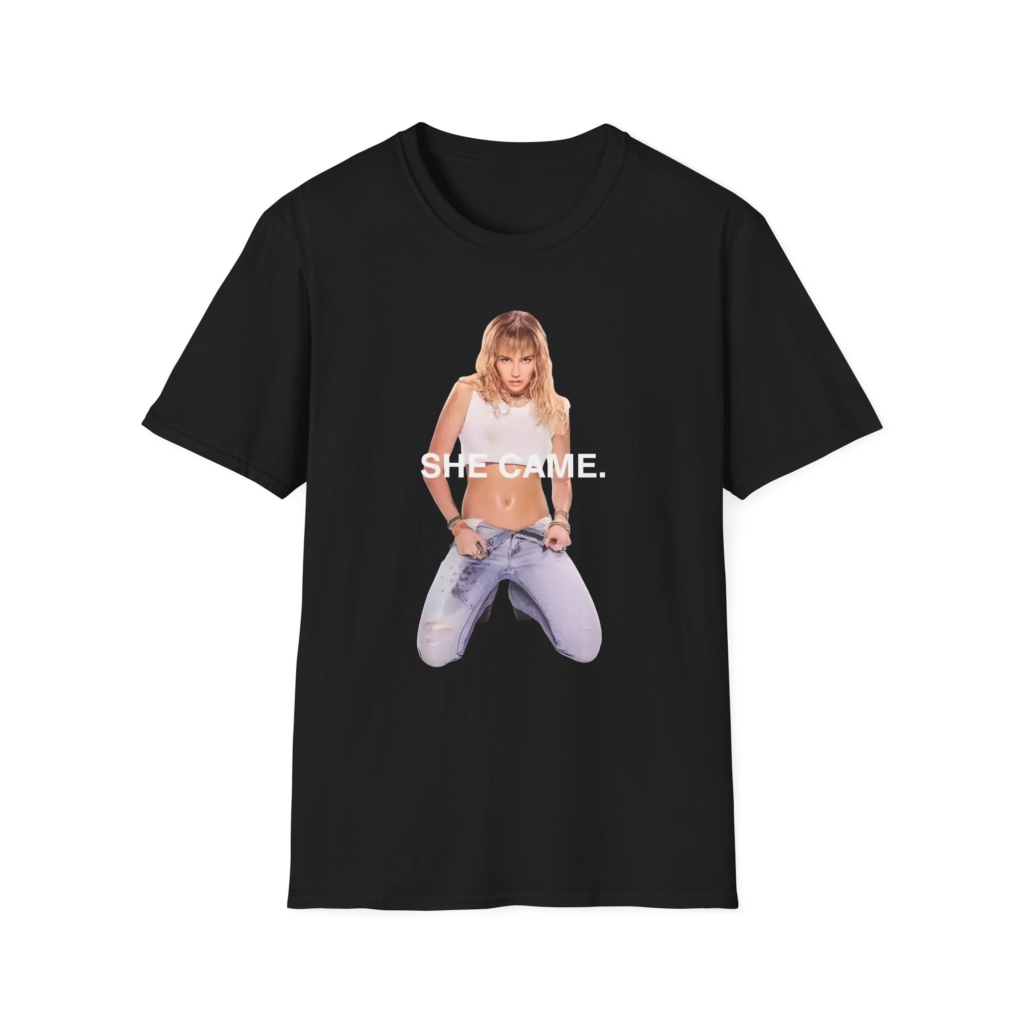 Miley Cyrus She Came Black Unisex Softstyle T-Shirt