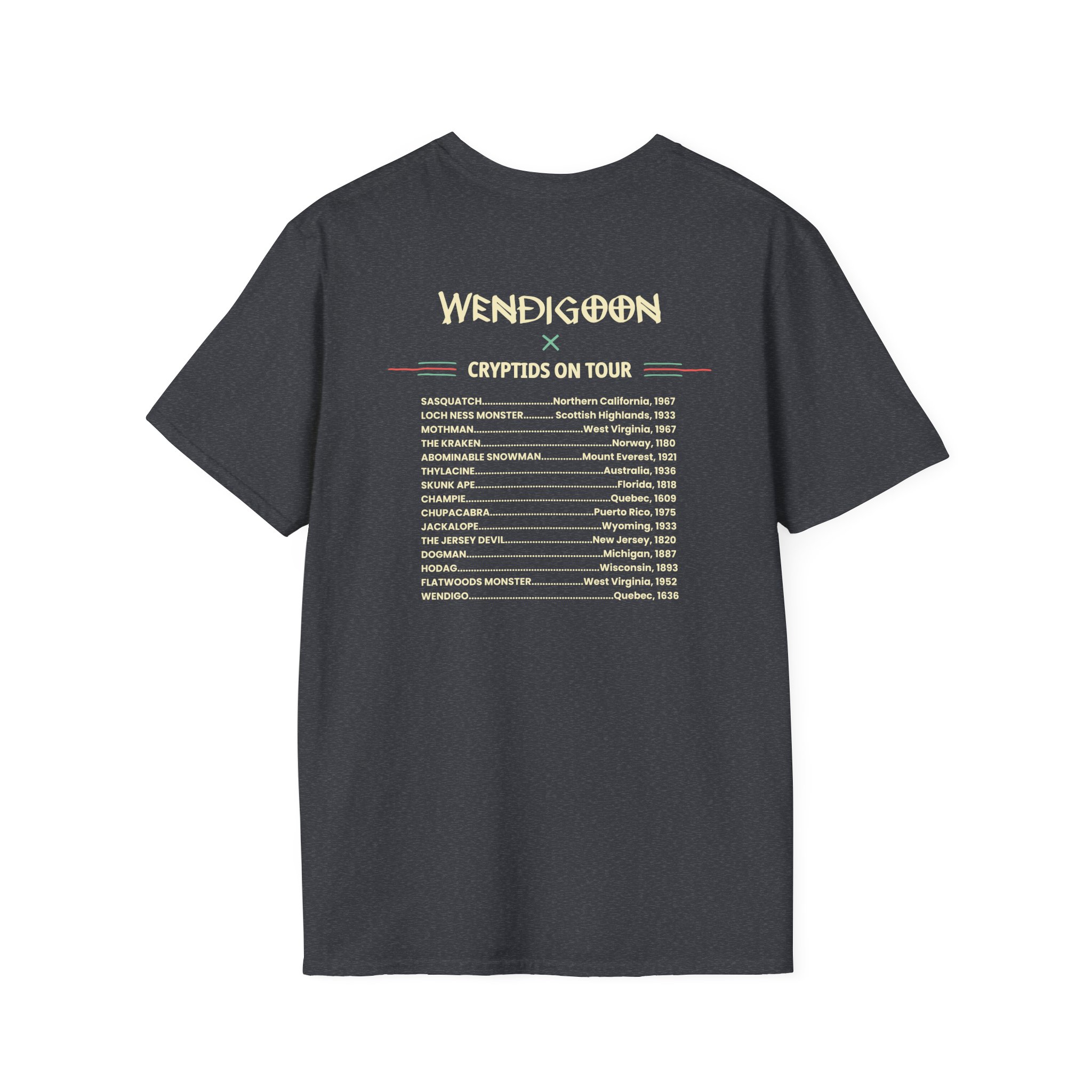 Wendigoon Cryptids on Tour Unisex Softstyle T-Shirt