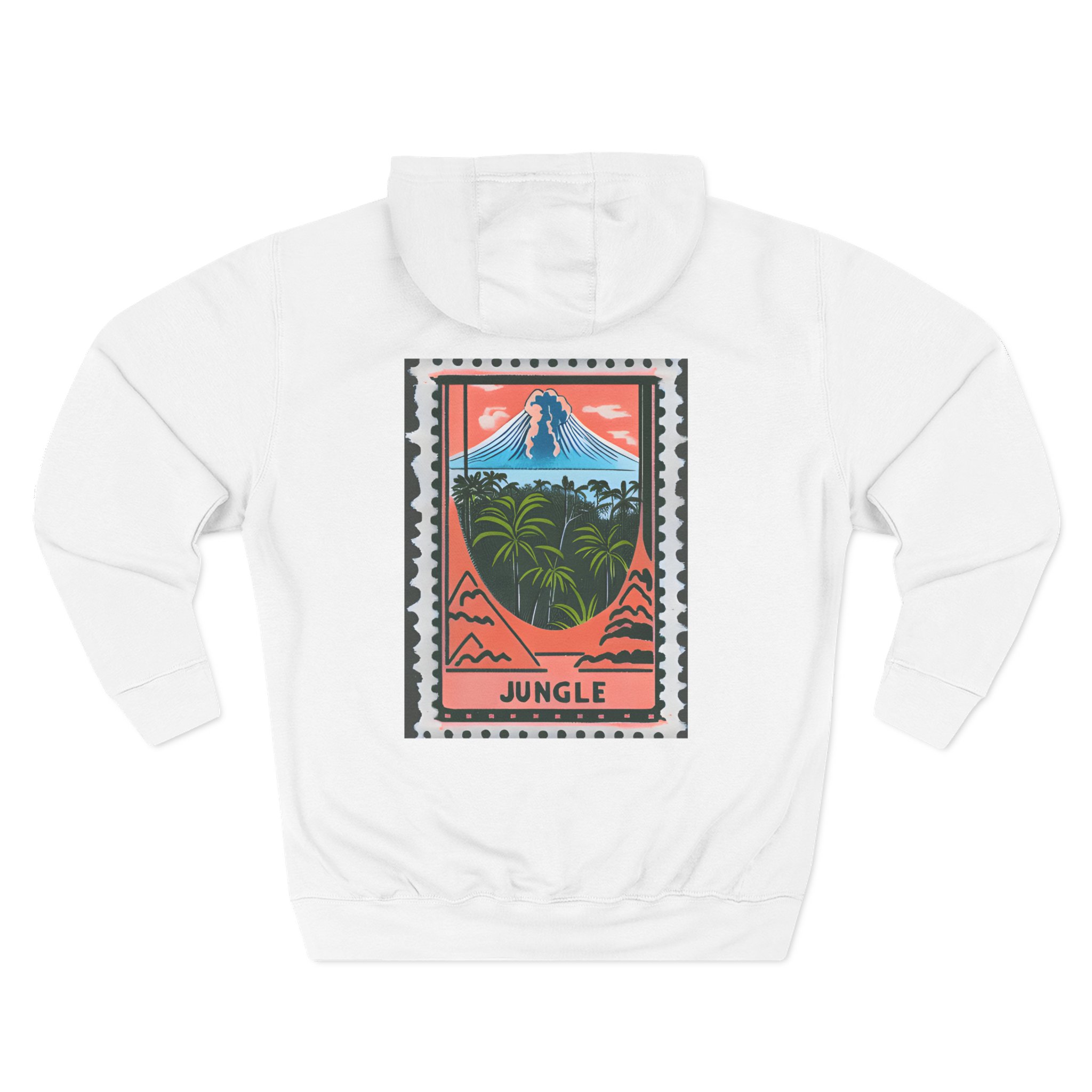 Jungle / Volcano Paradise Stamp Three-Panel Fleece Hoodie