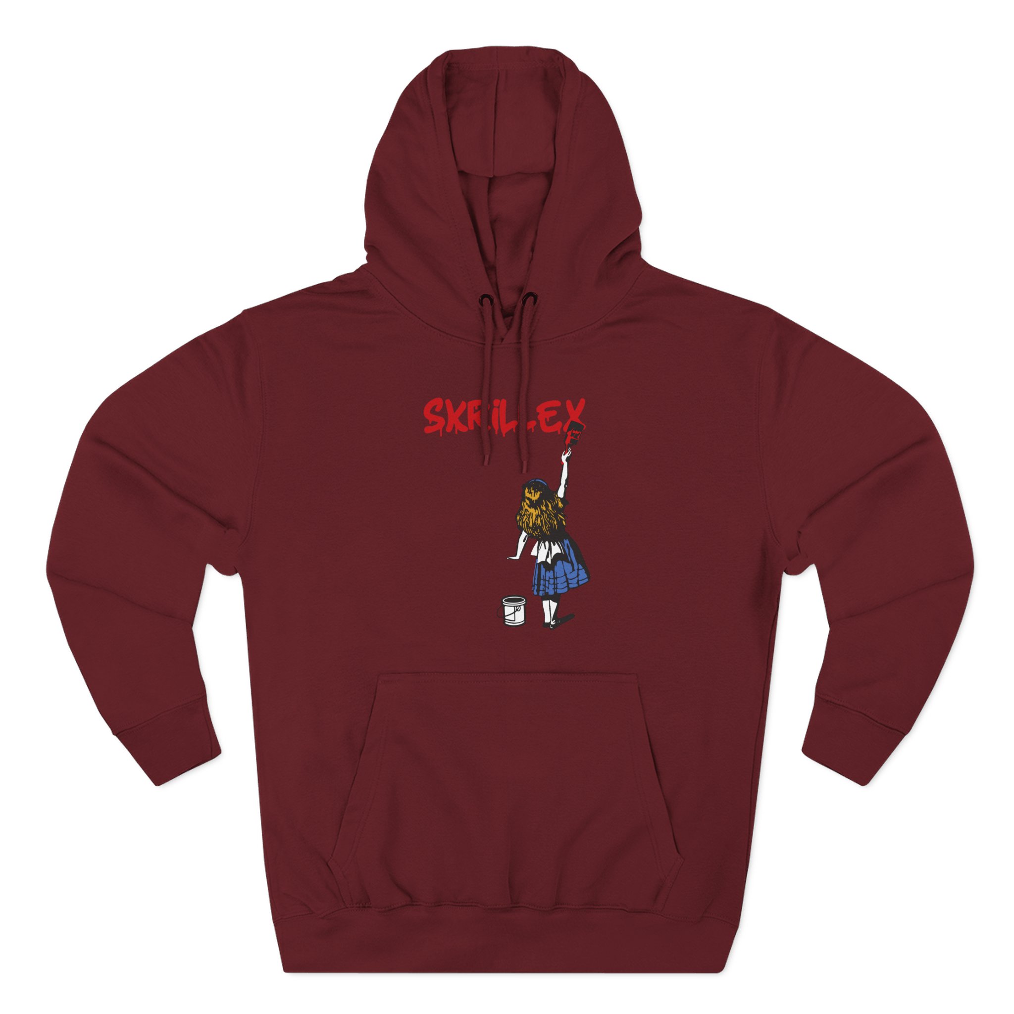skrillex red girl Three-Panel Fleece Hoodie