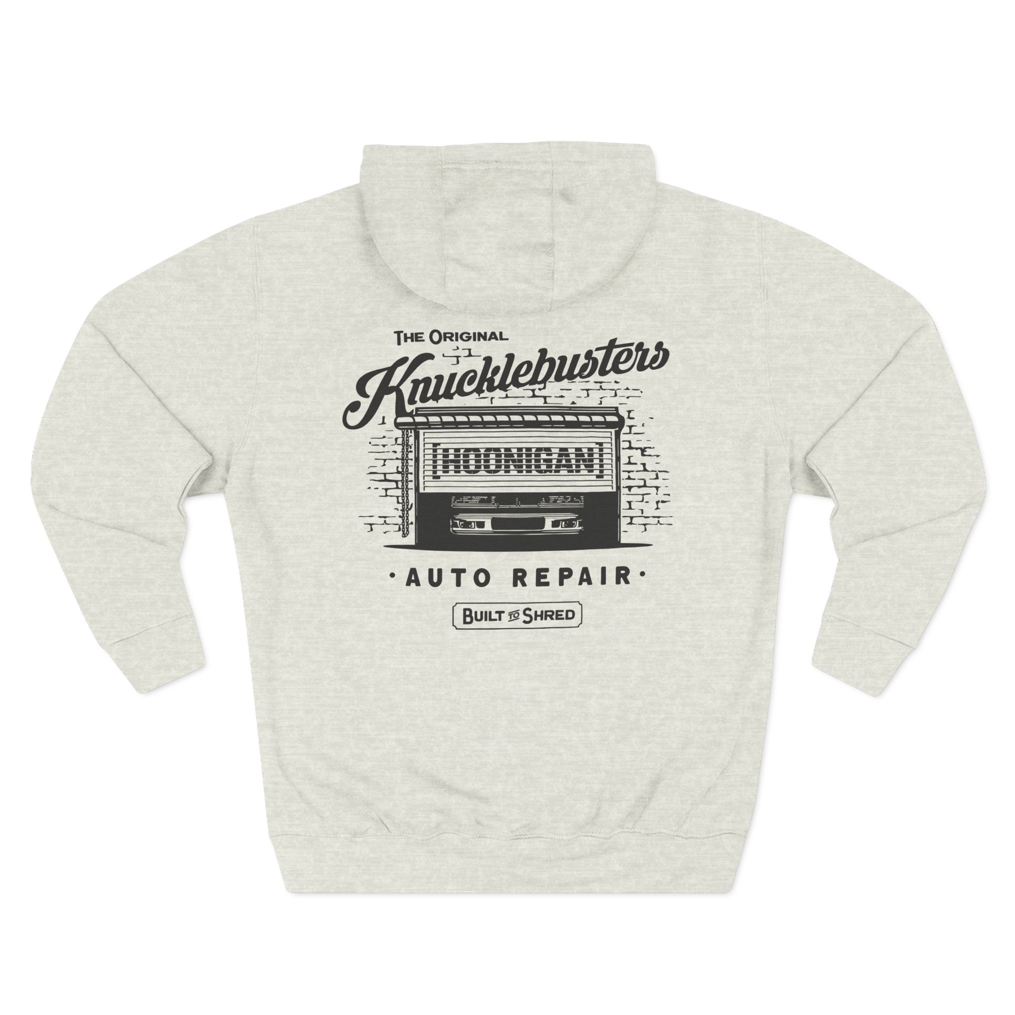 Ken Block Hoonigan Knucklebusters Auto Repair Three-Panel Fleece Hoodie