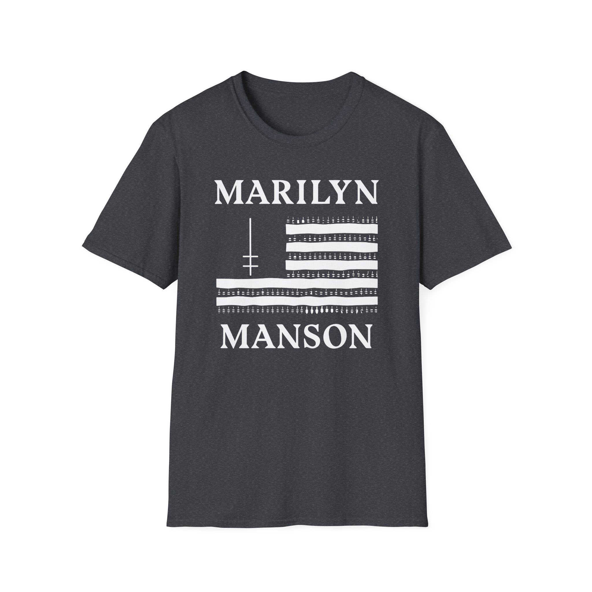 Marilyn Manson Flag and Logo Unisex Softstyle T-Shirt