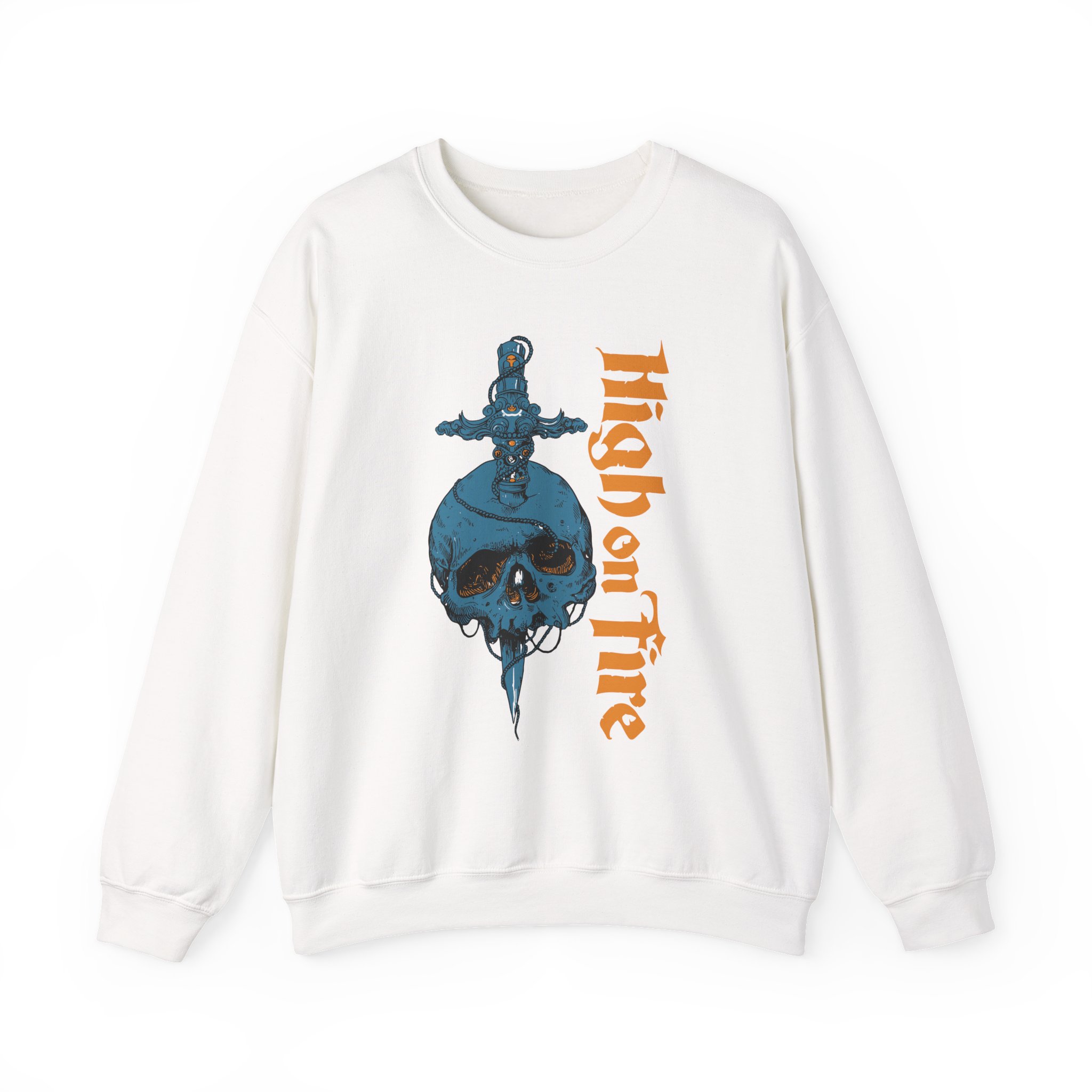 High on Fire Skull Knife Unisex Heavy Blendâ„¢ Crewneck Sweatshirt