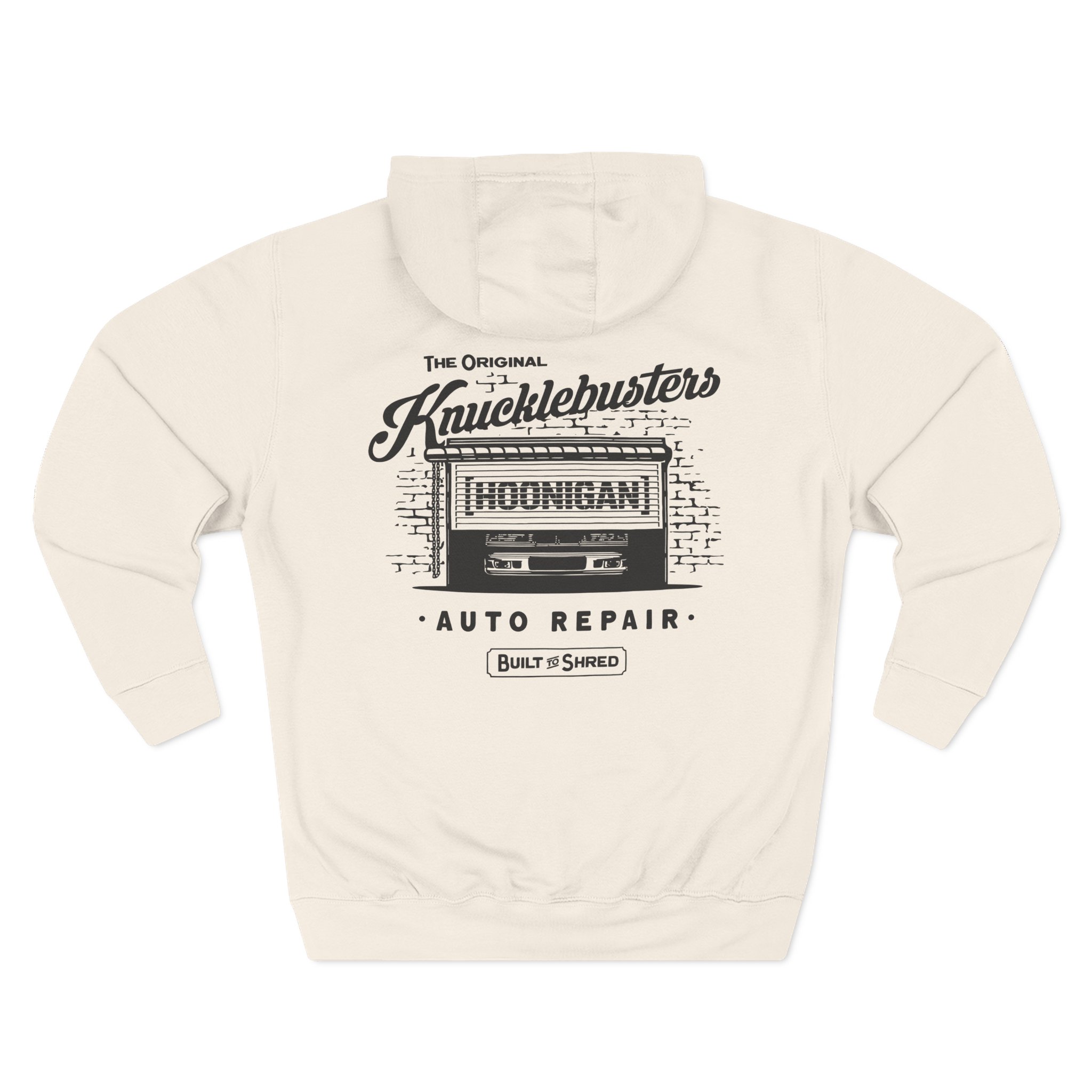 Ken Block Hoonigan Knucklebusters Auto Repair Three-Panel Fleece Hoodie