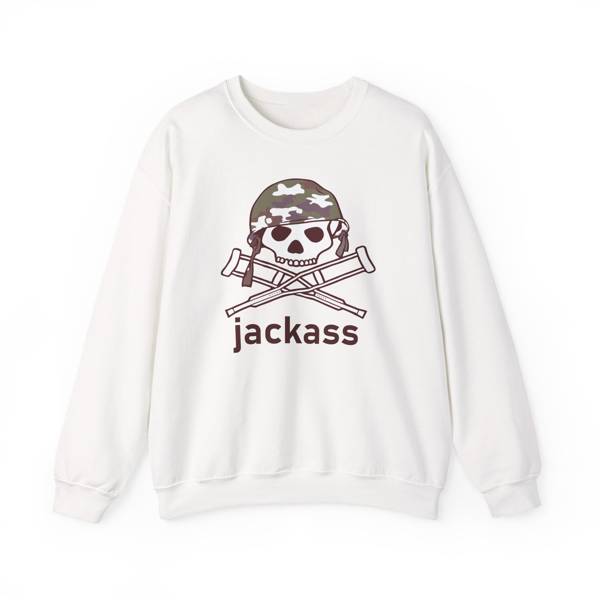 Jackass Camouflage Helmet Unisex Heavy Blendâ„¢ Crewneck Sweatshirt