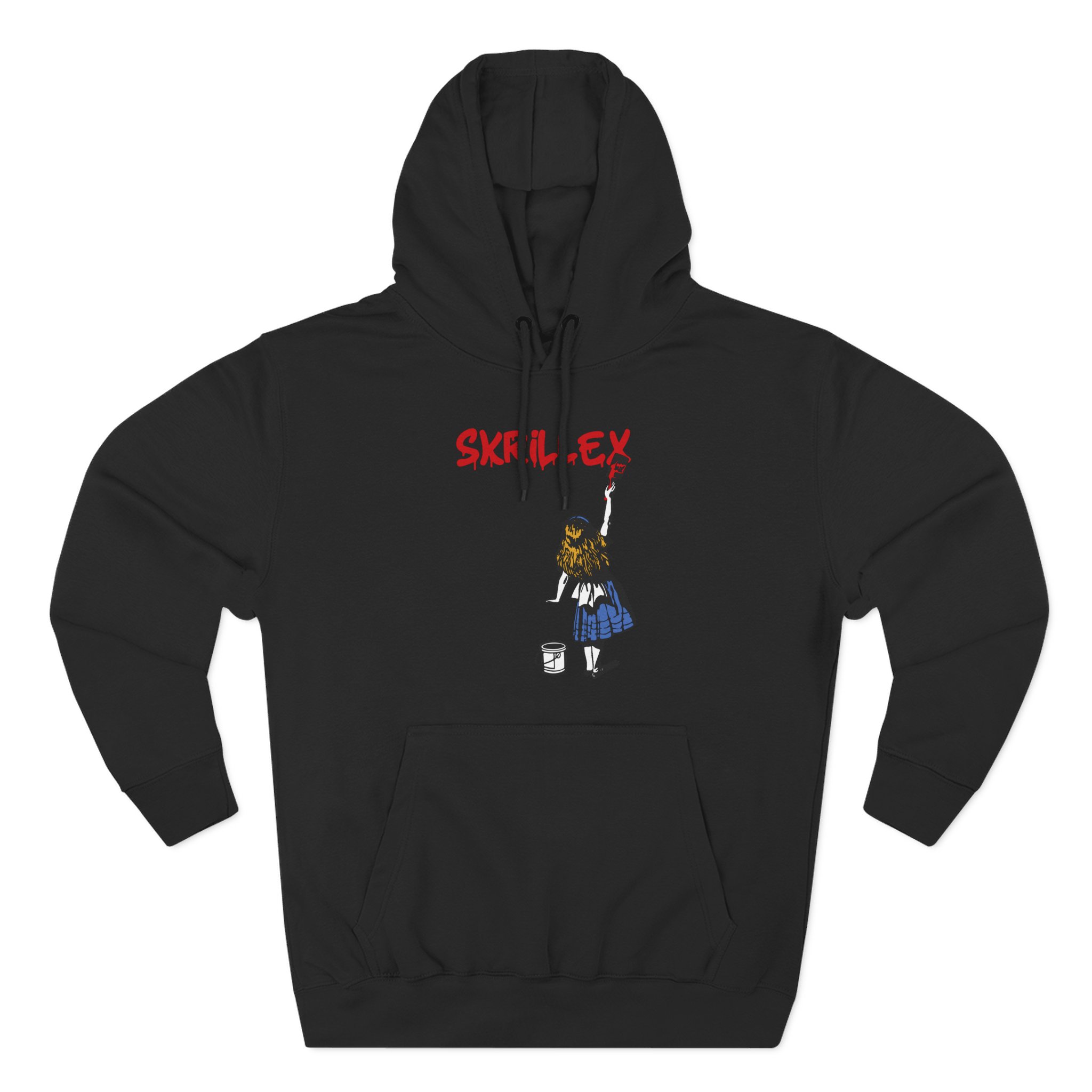 skrillex red girl Three-Panel Fleece Hoodie