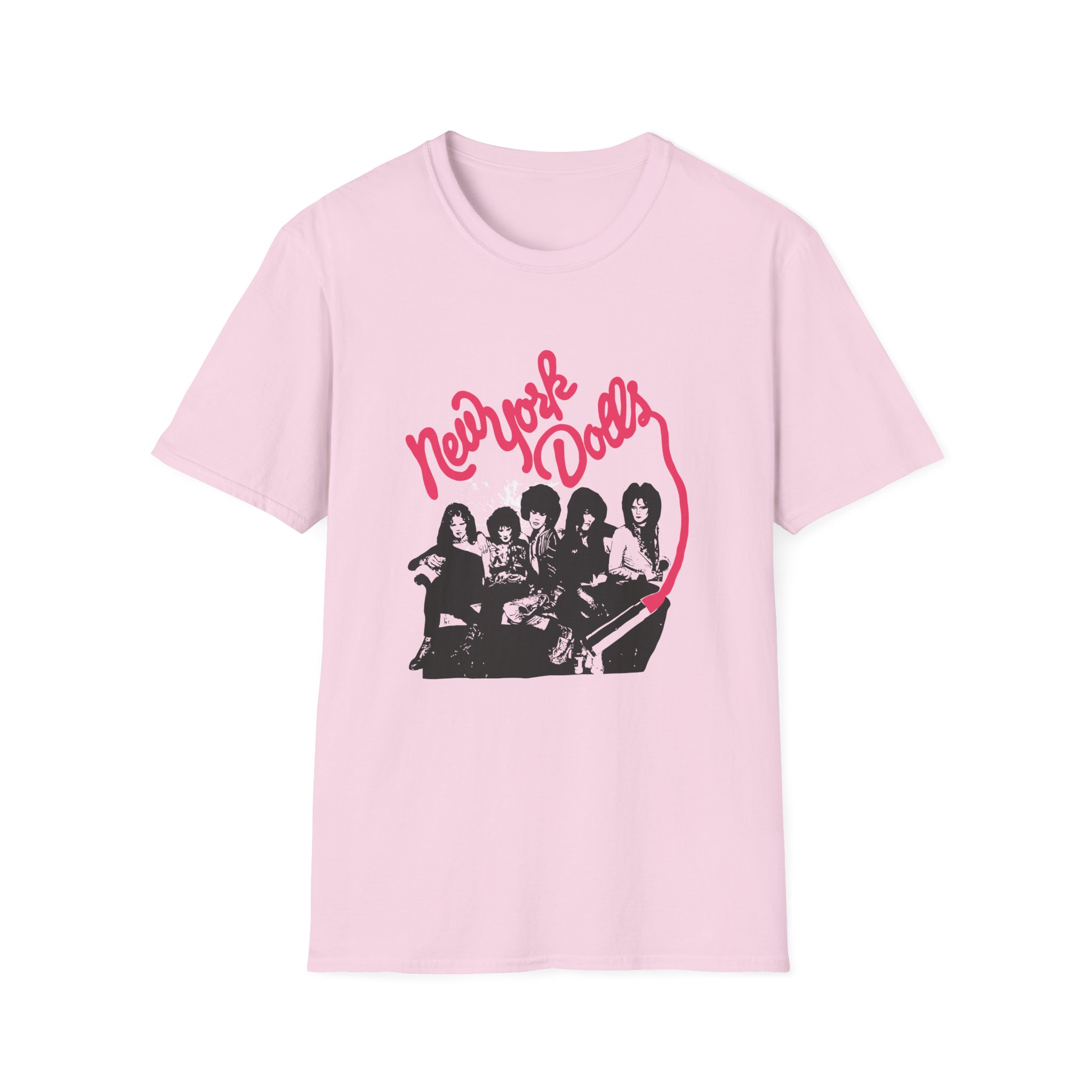 New York Dolls Lipstick Logo Unisex Softstyle T-Shirt
