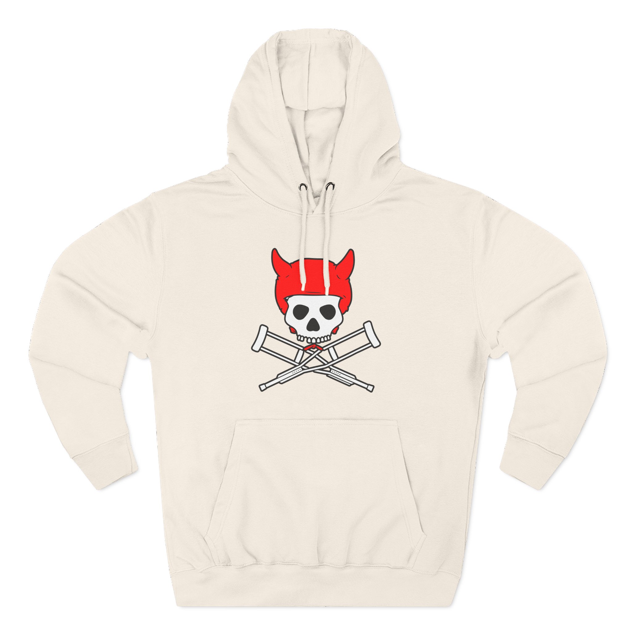 Jackass Devil Horns Skull & Crossbones Three-Panel Fleece Hoodie