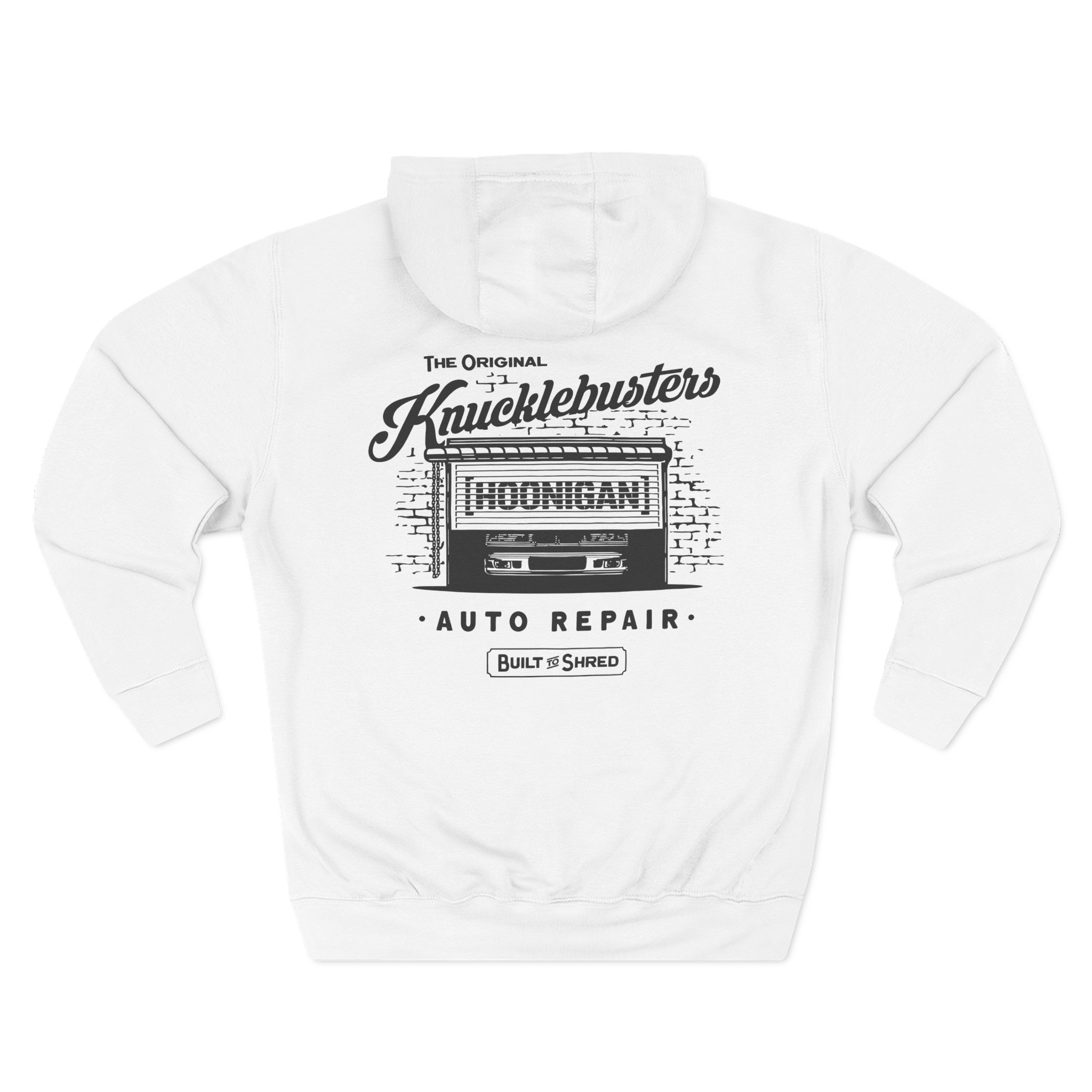 Ken Block Hoonigan Knucklebusters Auto Repair Three-Panel Fleece Hoodie