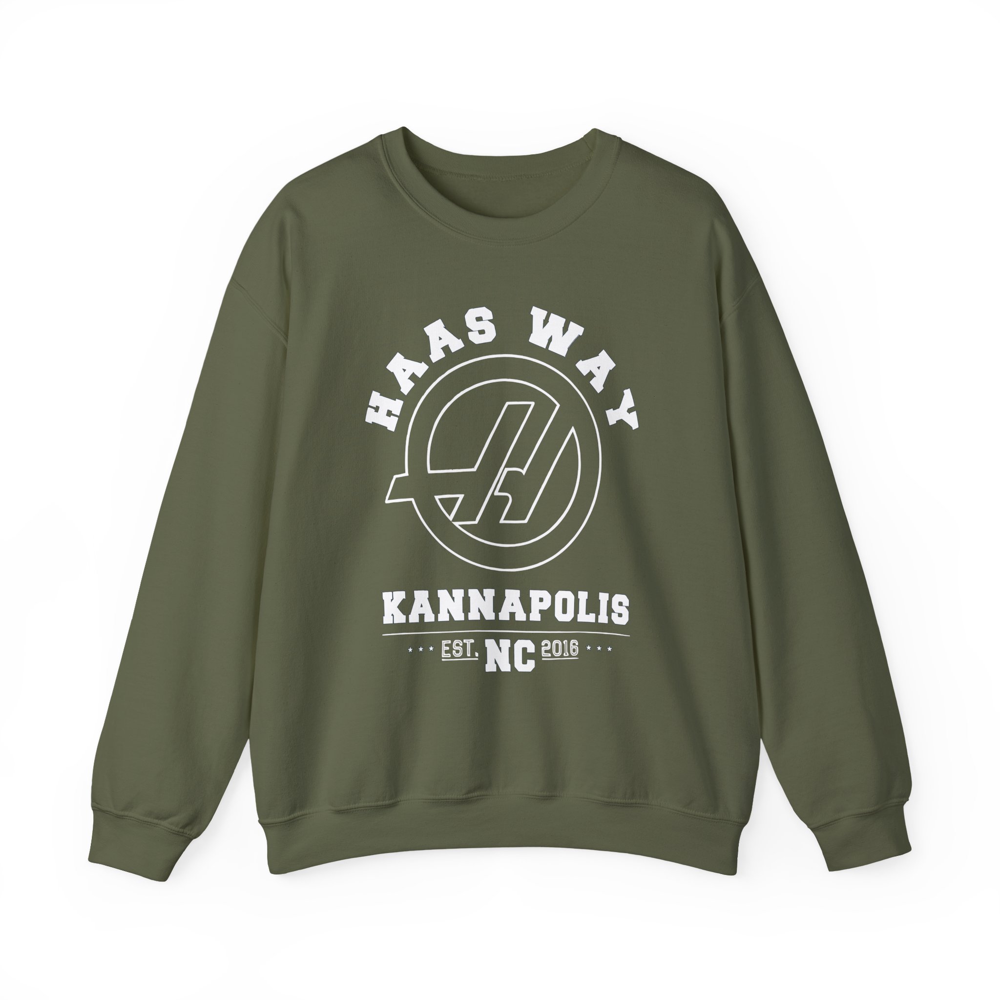 Haas F1 Haas Way Kannapolis Unisex Heavy Blendâ„¢ Crewneck Sweatshirt