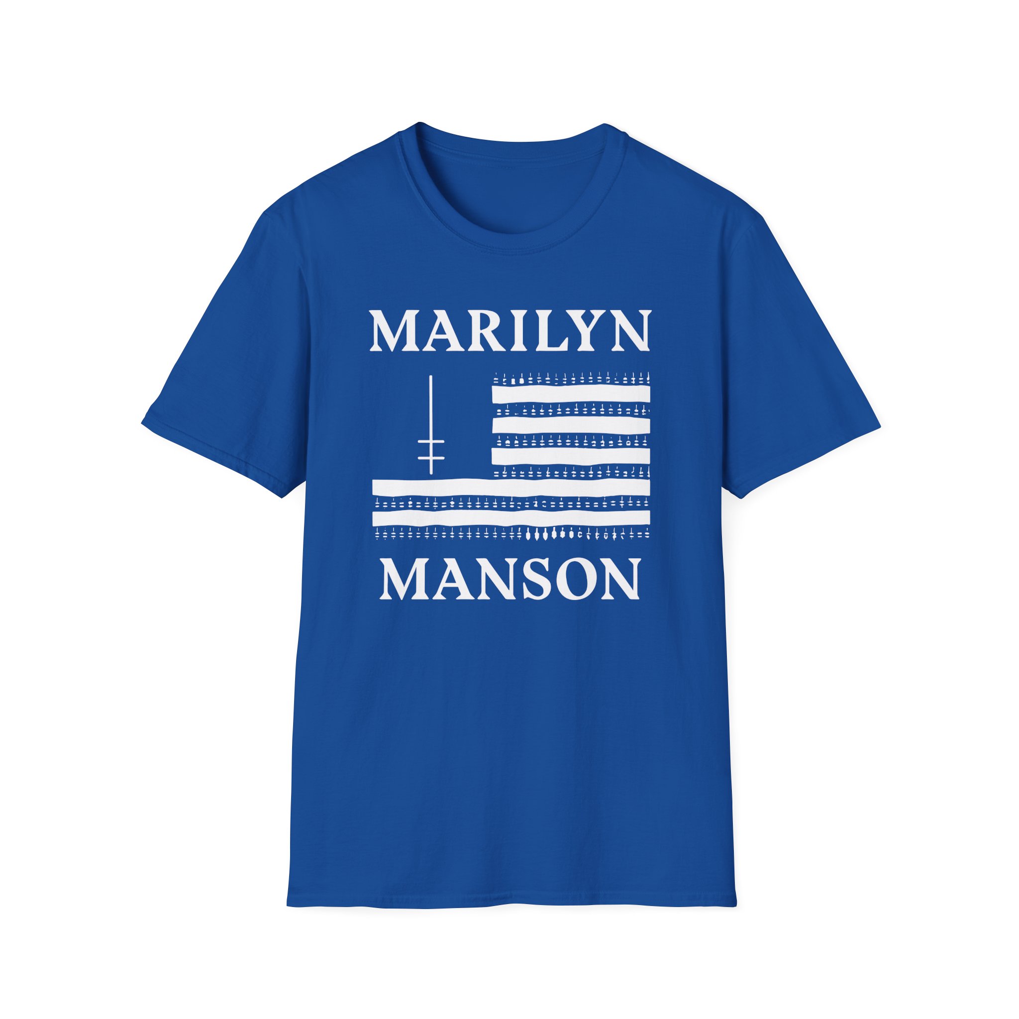 Marilyn Manson Flag and Logo Unisex Softstyle T-Shirt