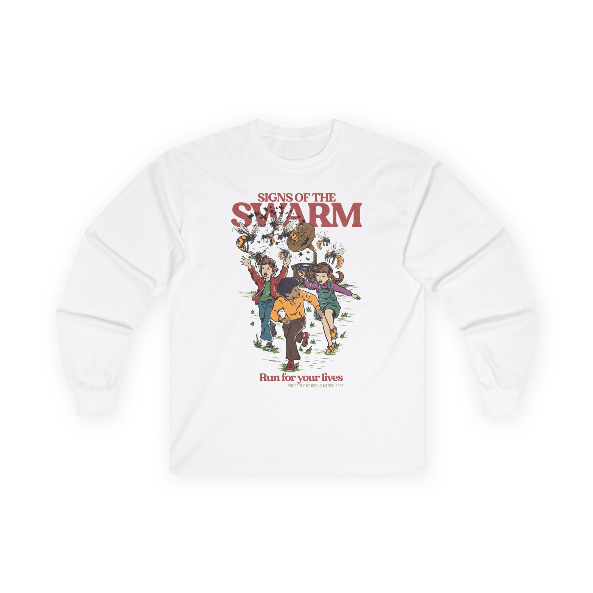 Signs of the Swarm Let's Run for Our Lives Unisex Ultra Cotton Long Sleeve Tee