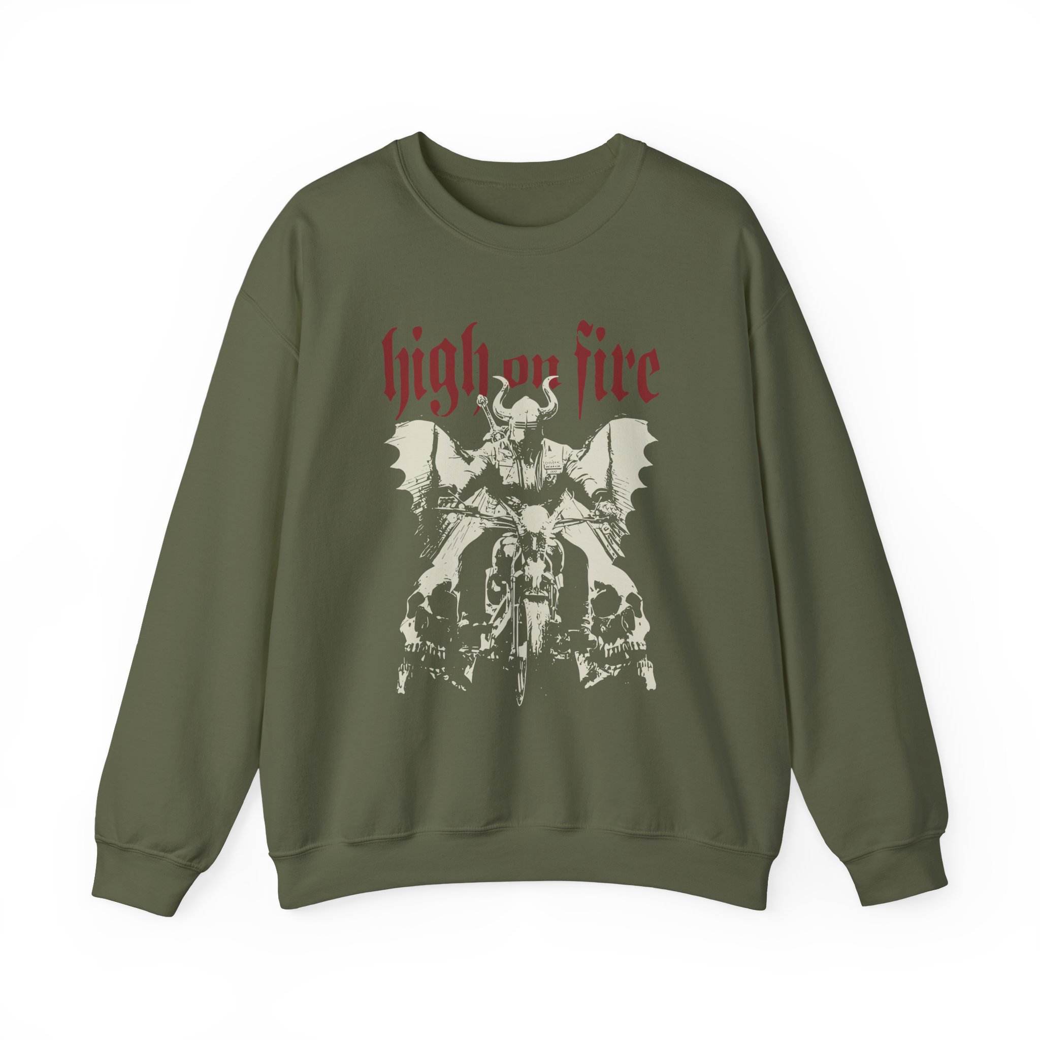 High on Fire Biker Unisex Heavy Blendâ„¢ Crewneck Sweatshirt