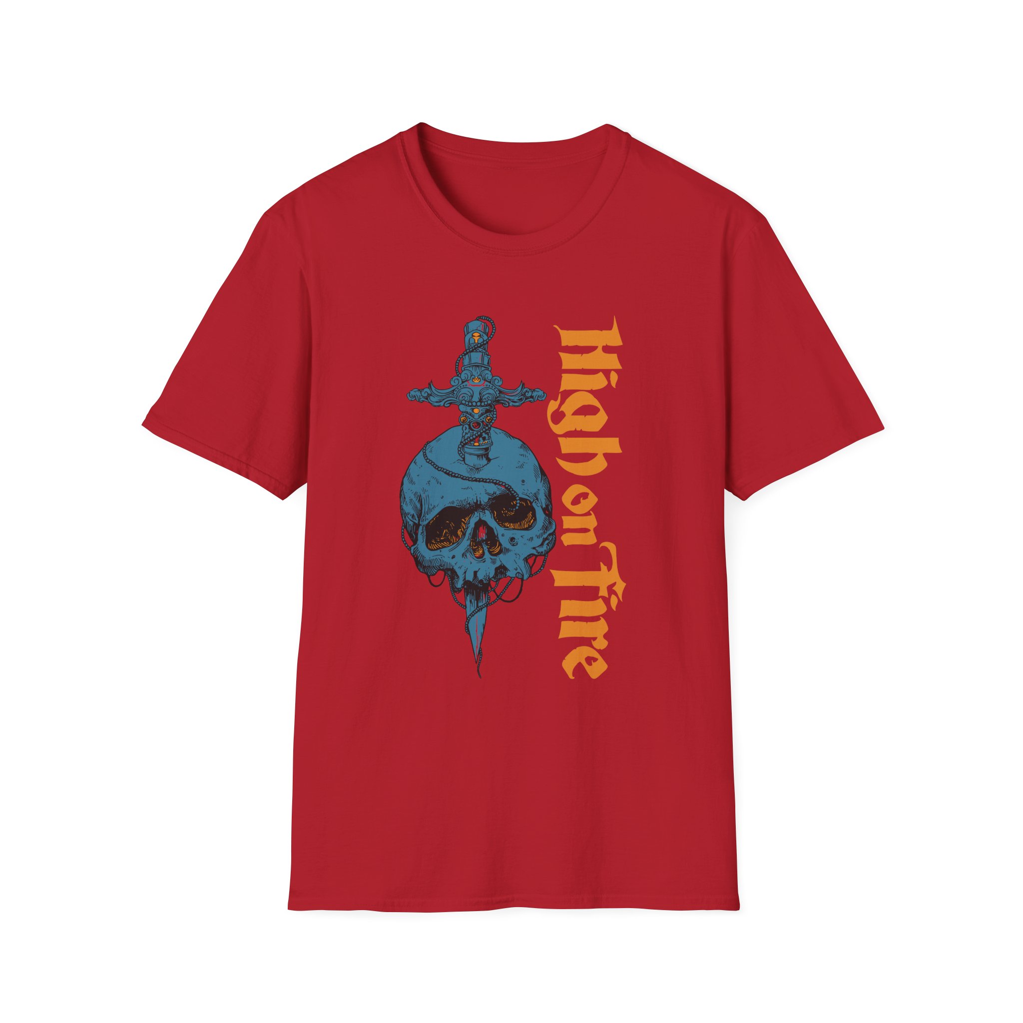 High on Fire Skull Knife Unisex Softstyle T-Shirt