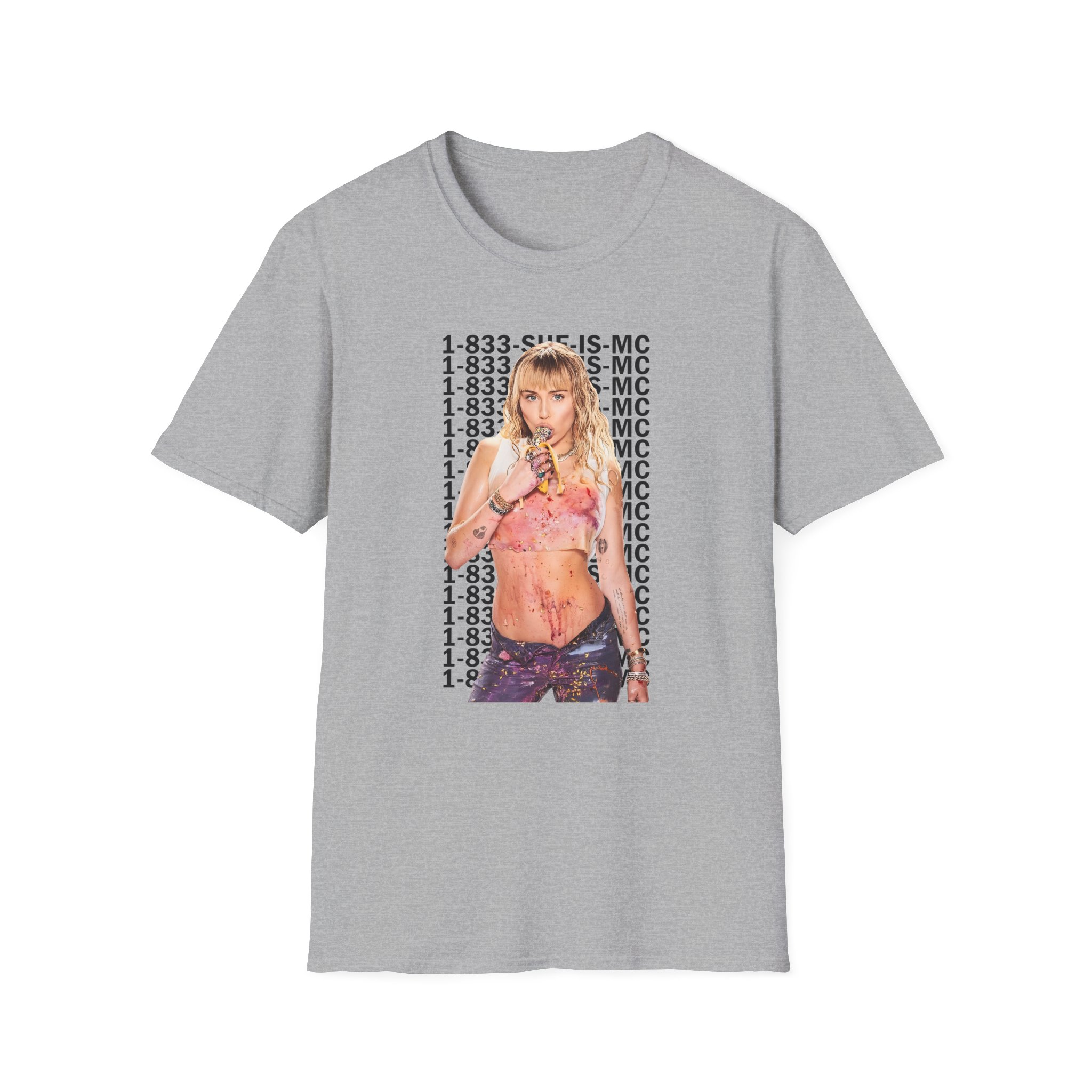 Lil Nasx Miley Cyrus 1-833-she-is-mc Unisex Softstyle T-Shirt