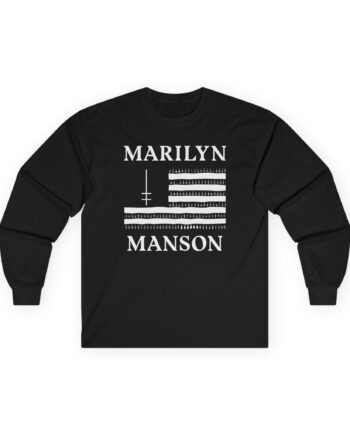 Marilyn Manson Flag and Logo Unisex Ultra Cotton Long Sleeve Tee