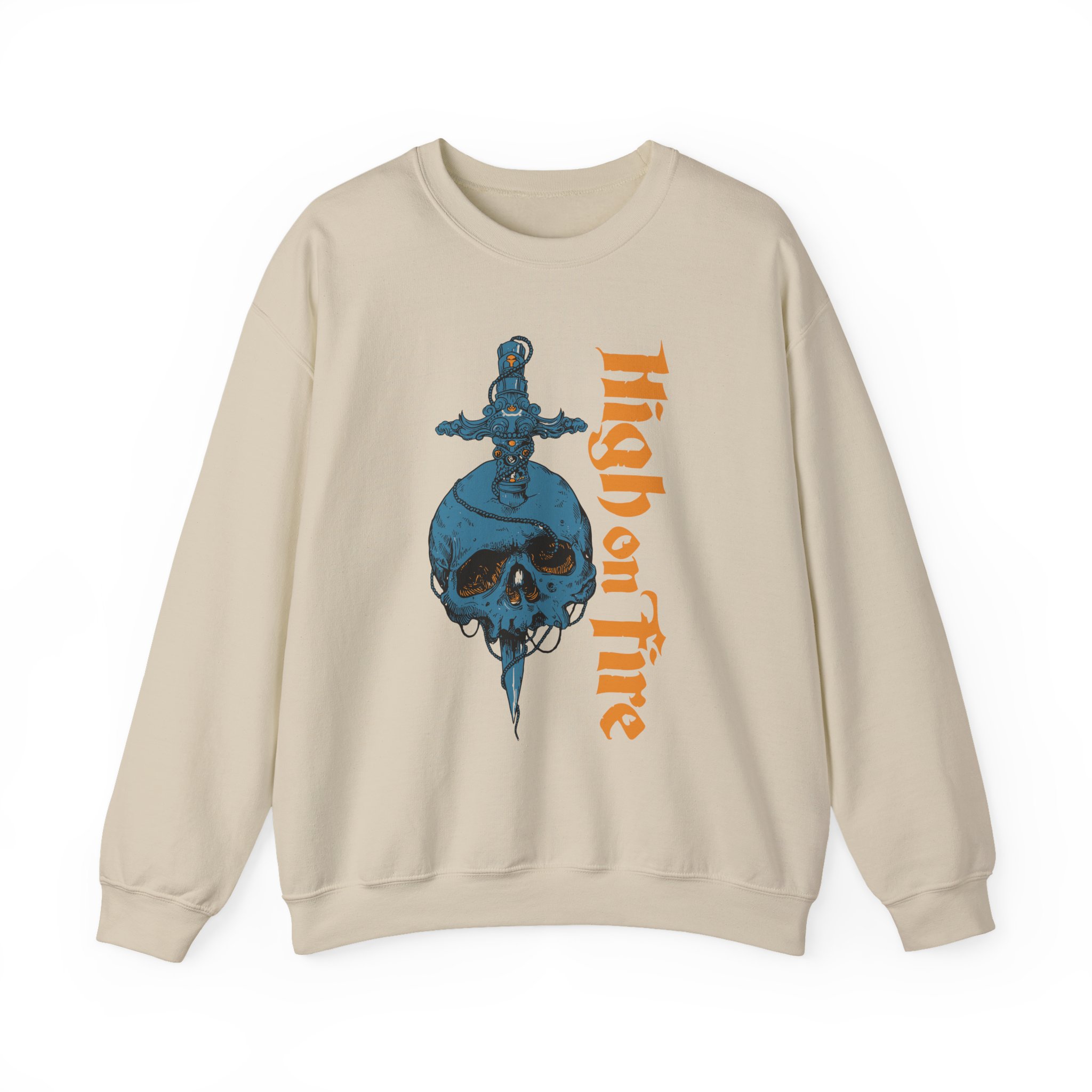 High on Fire Skull Knife Unisex Heavy Blendâ„¢ Crewneck Sweatshirt