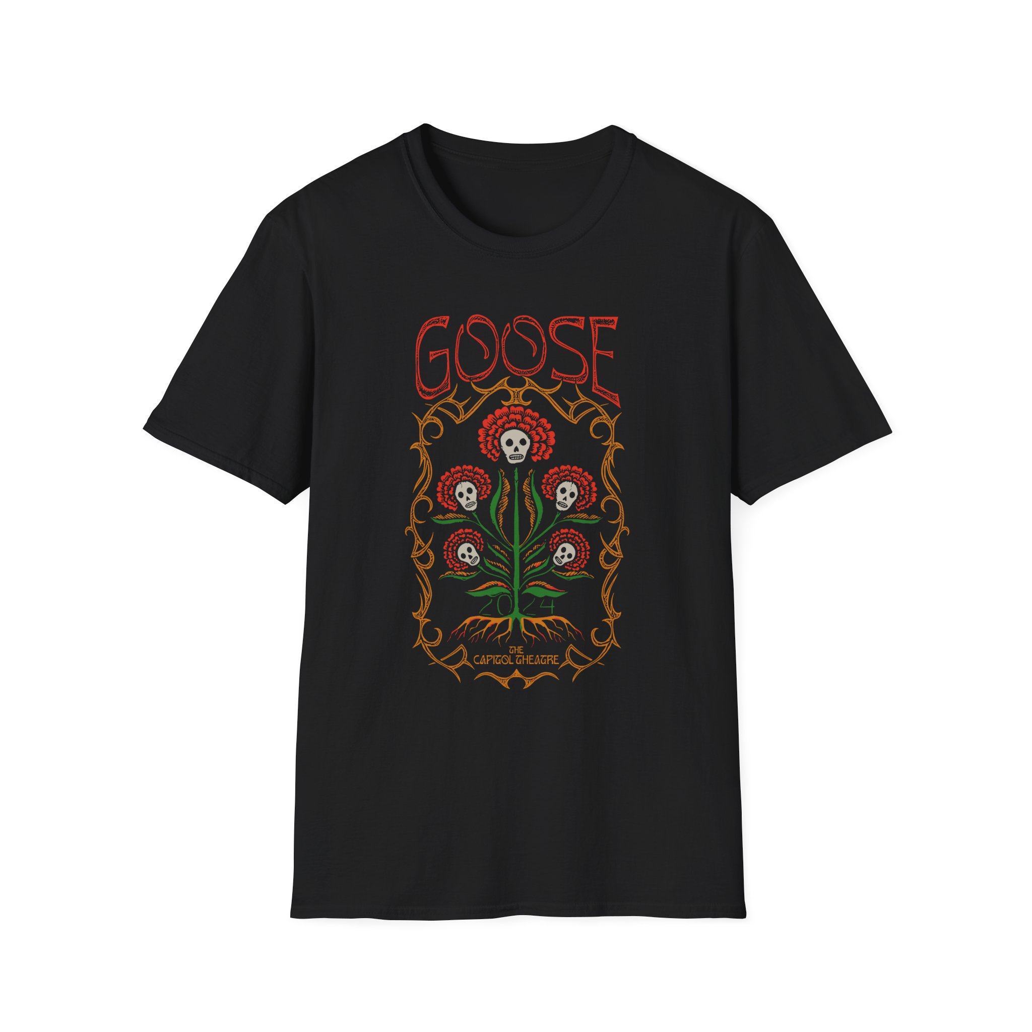 Goose Skull Flowers Unisex Softstyle T-Shirt