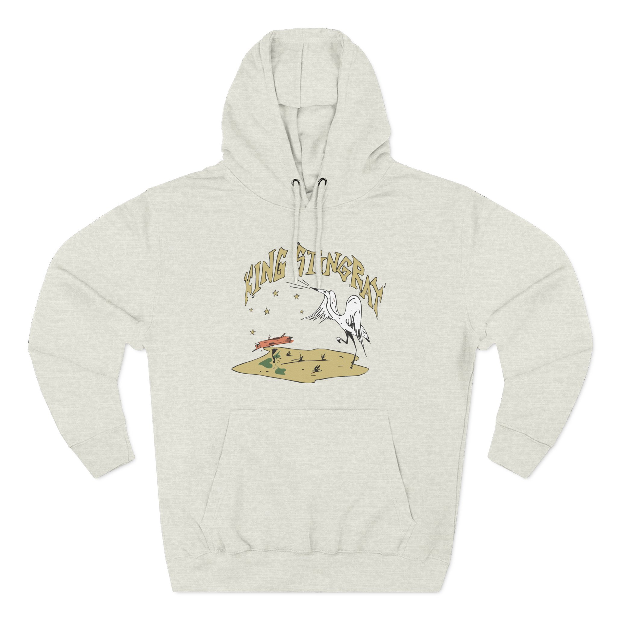 King Stingray Ivory Bird Three-Panel Fleece Hoodie