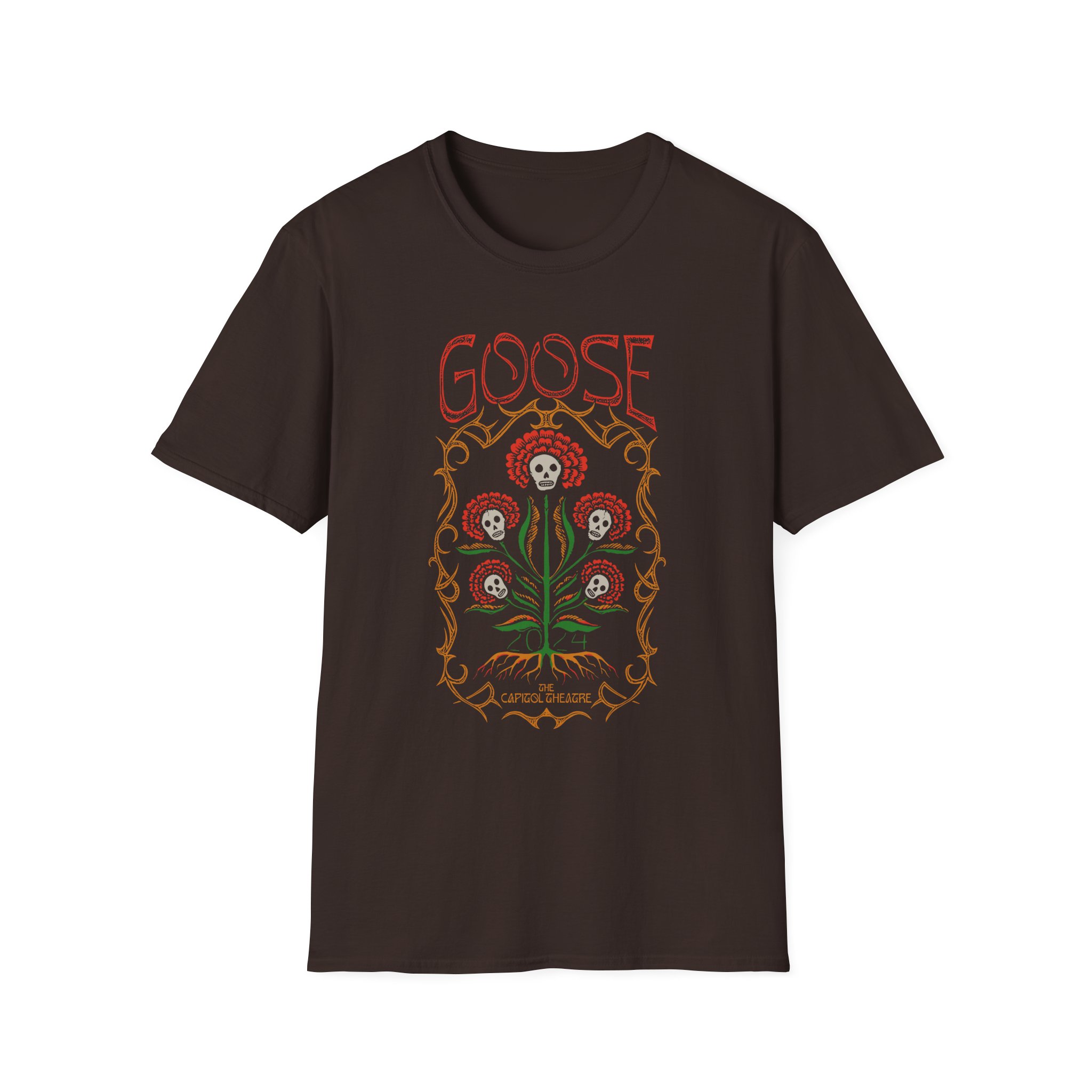 Goose Skull Flowers Unisex Softstyle T-Shirt