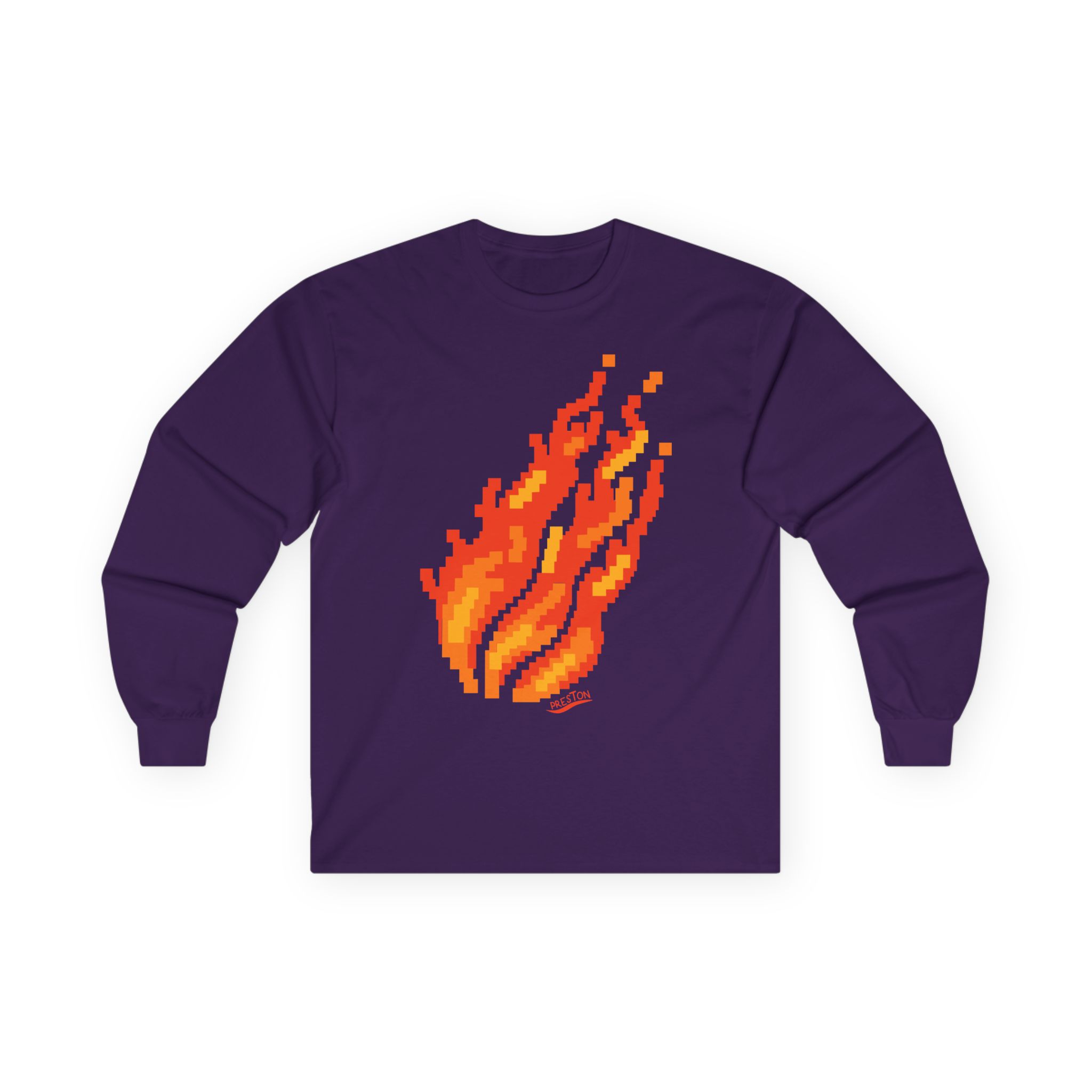 Preston Pixel Flame Unisex Ultra Cotton Long Sleeve Tee