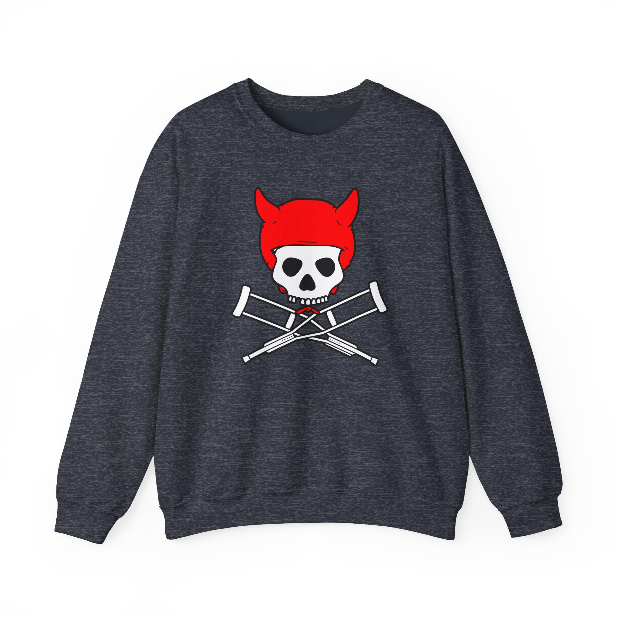 Jackass Devil Horns Skull & Crossbones Unisex Heavy Blendâ„¢ Crewneck Sweatshirt