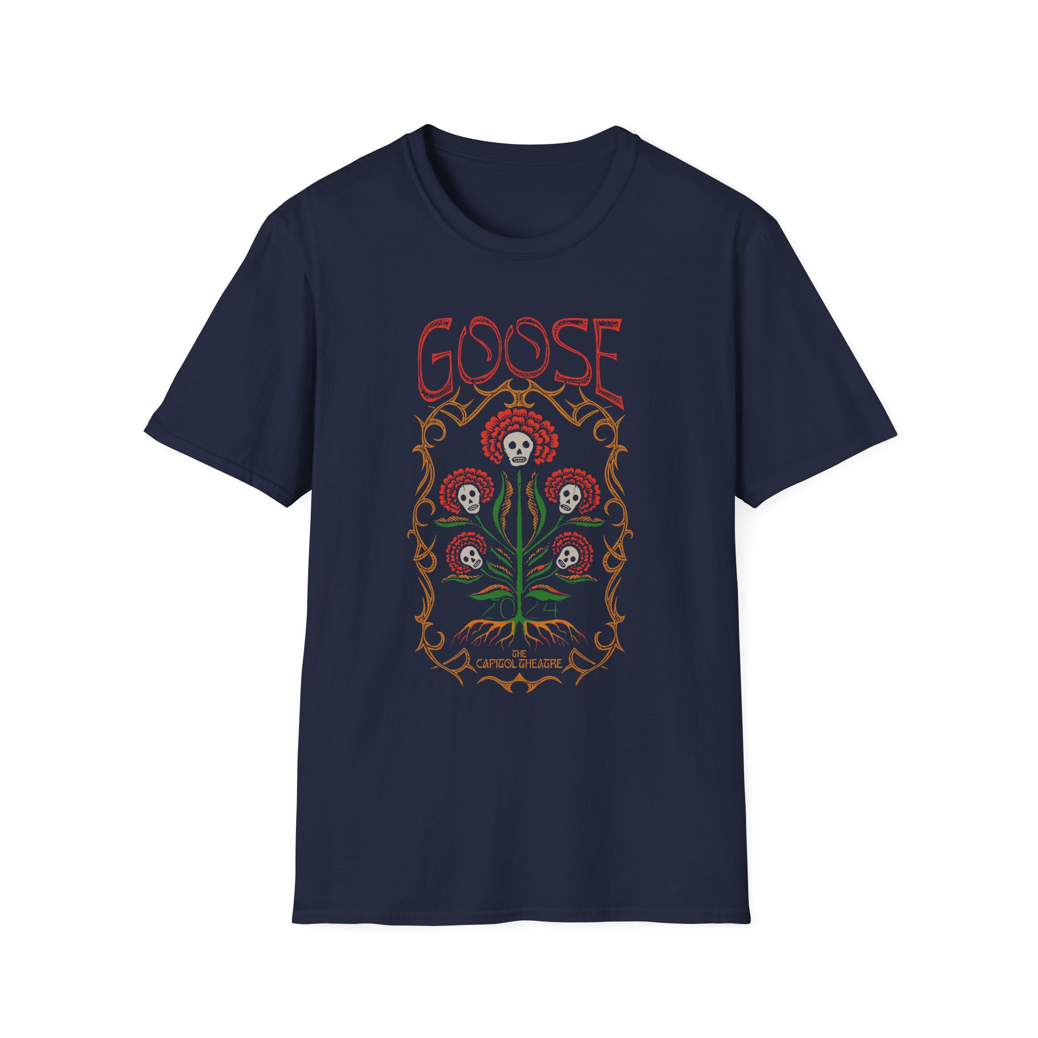 Goose Skull Flowers Unisex Softstyle T-Shirt