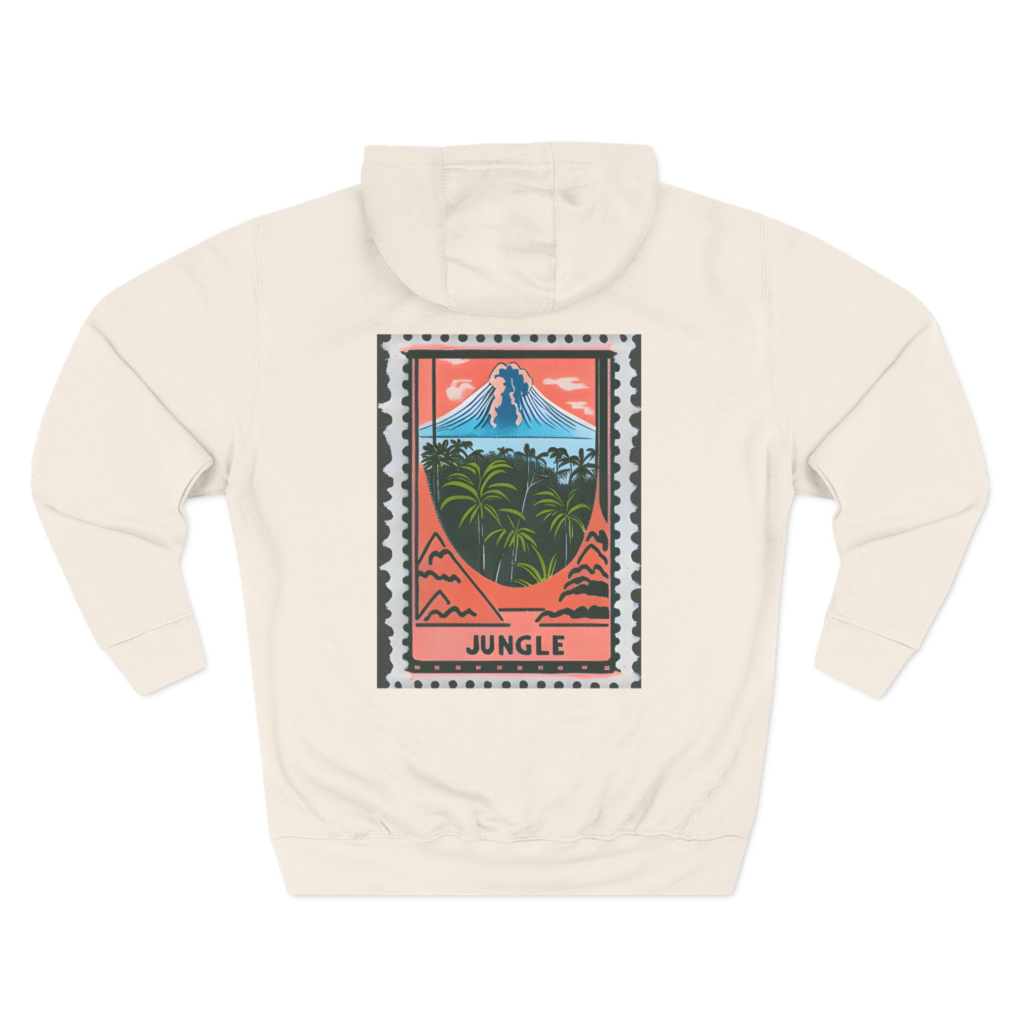 Jungle / Volcano Paradise Stamp Three-Panel Fleece Hoodie