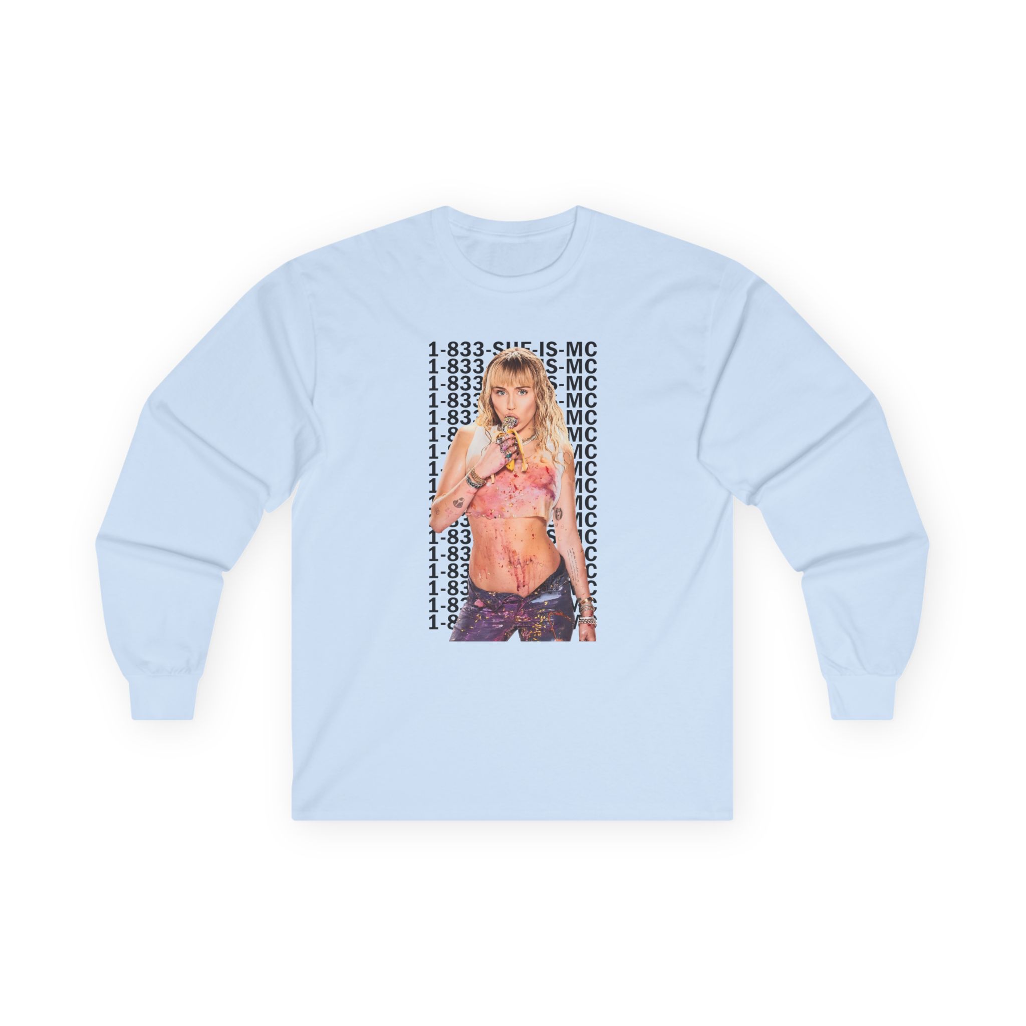 Lil Nasx Miley Cyrus 1-833-she-is-mc Unisex Ultra Cotton Long Sleeve Tee